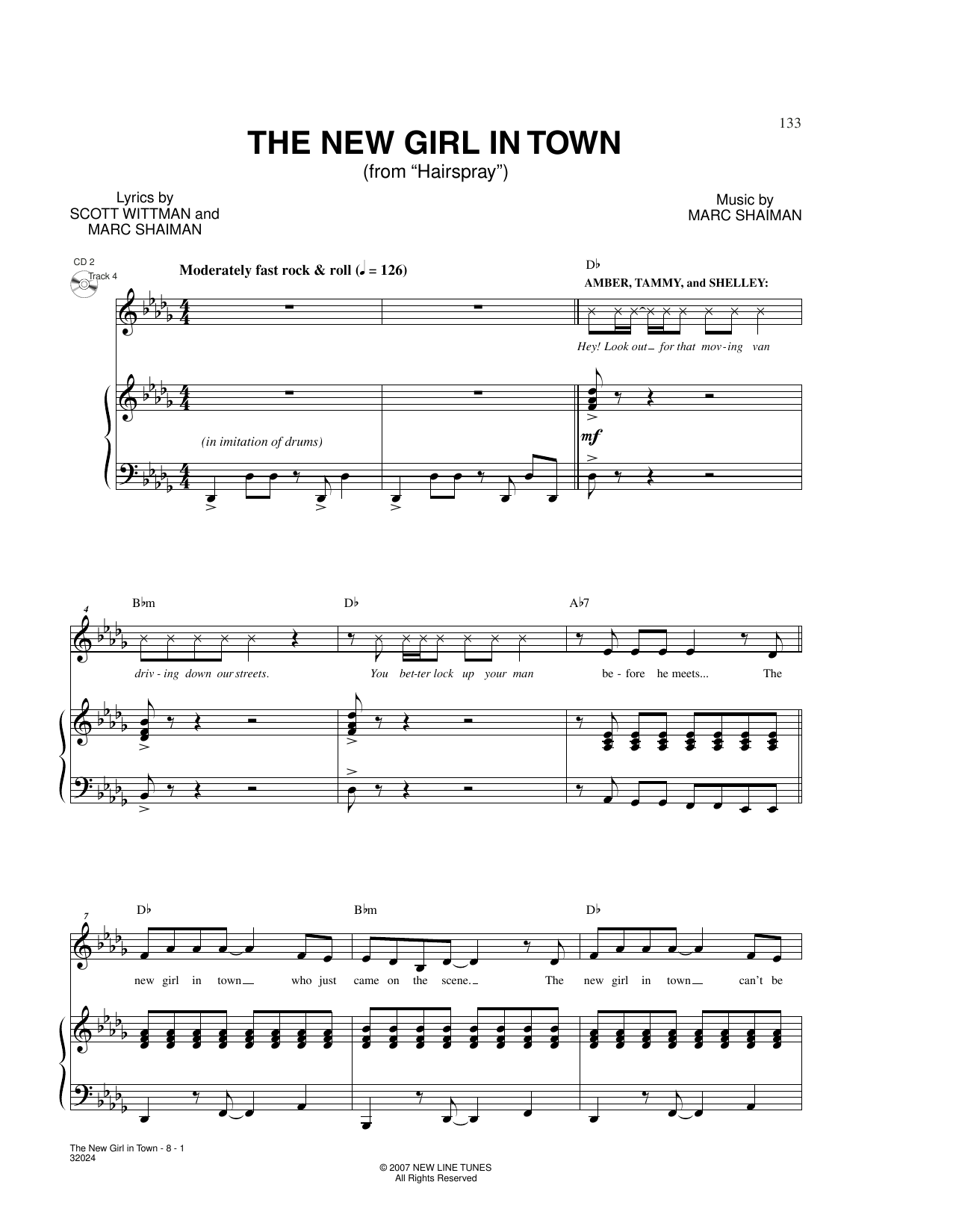 The New Girl In Town (from Hairspray) (Piano & Vocal) von Marc Shaiman & Scott Wittman