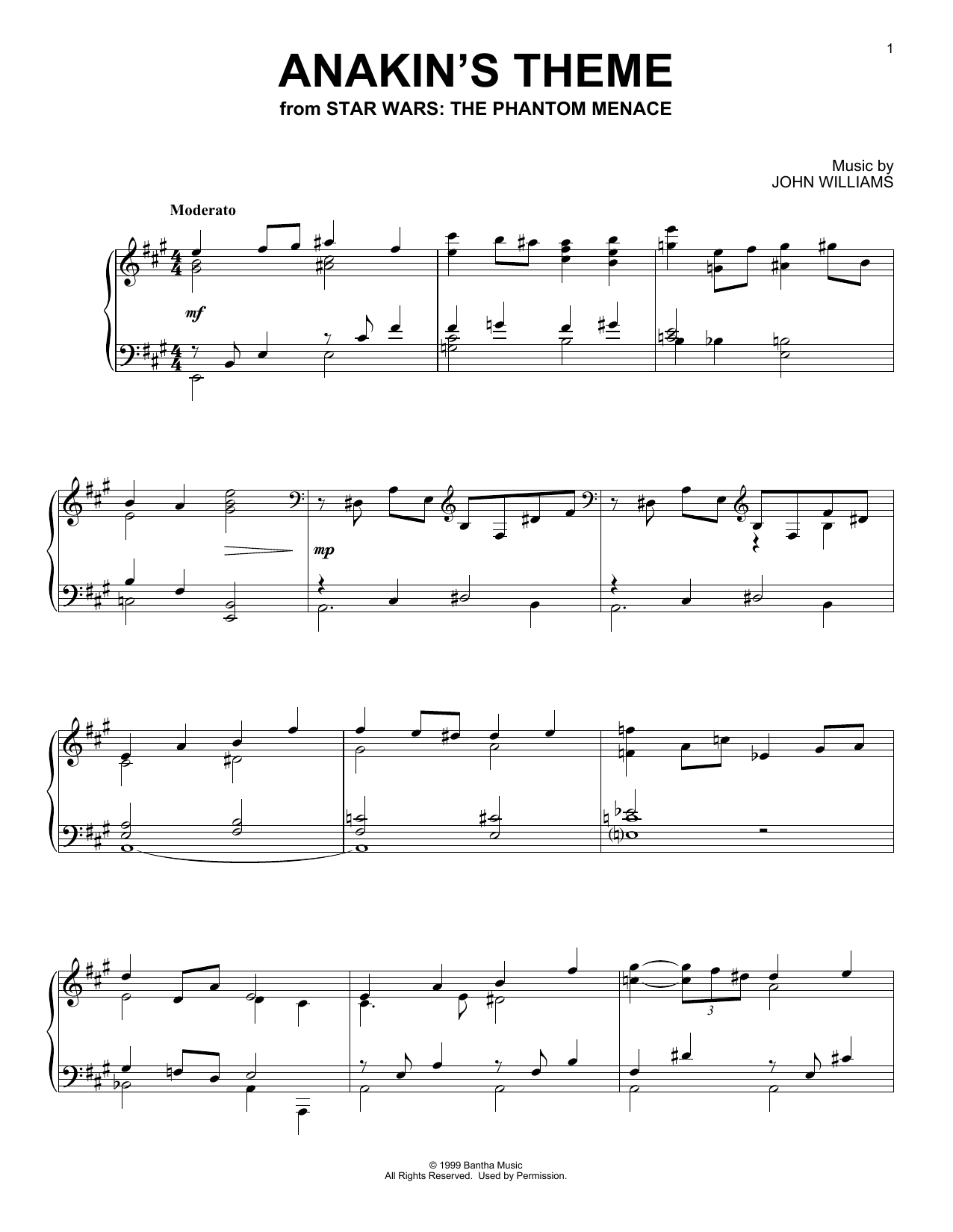 Anakin's Theme (from Star Wars: The Phantom Menace) (Piano Solo) von John Williams