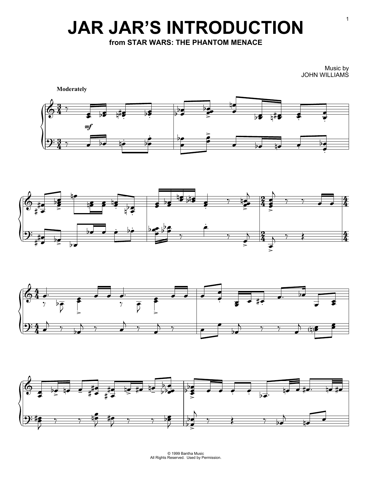 Jar Jar's Introduction And The Swim To Otoh Gunga (from Star Wars: The Phantom Menace) (Piano Solo) von John Williams
