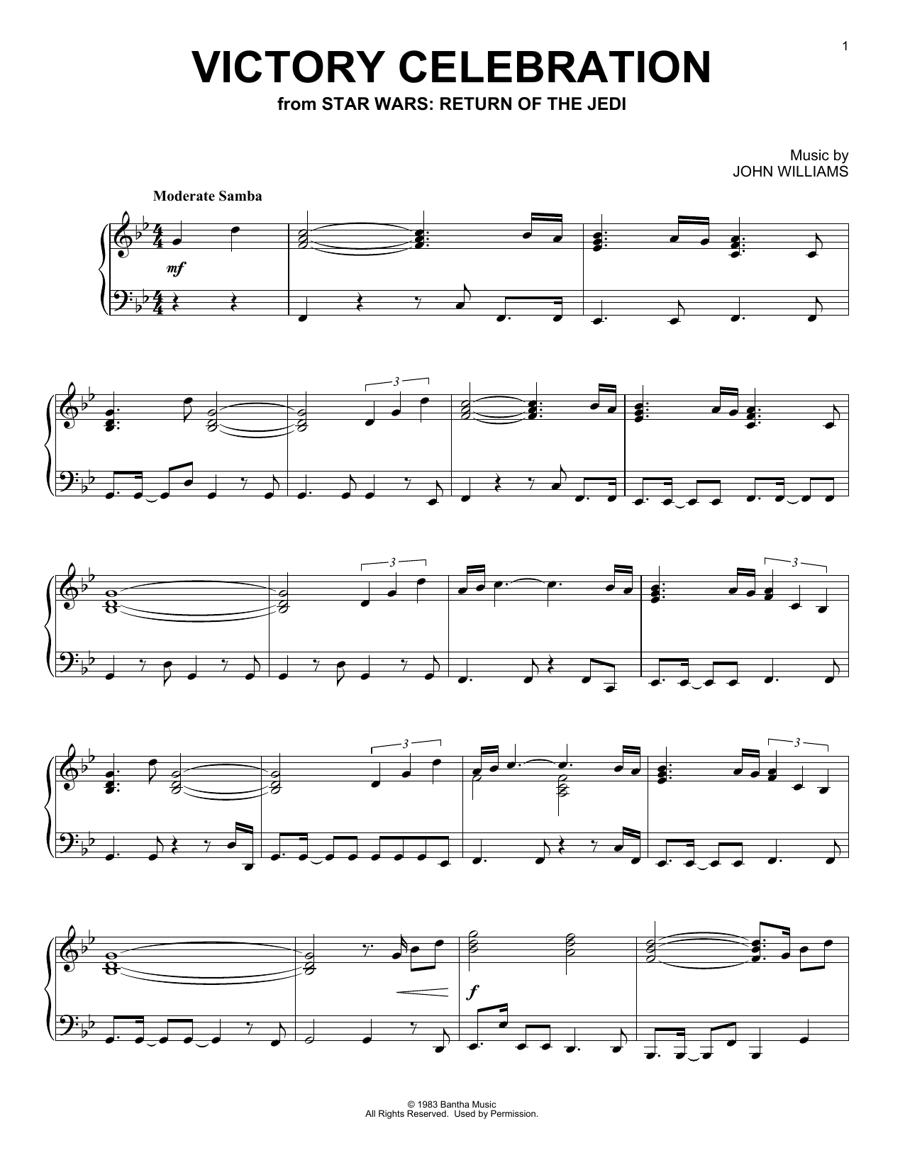 Victory Celebration (from Star Wars: Return Of The Jedi) (Piano Solo) von John Williams