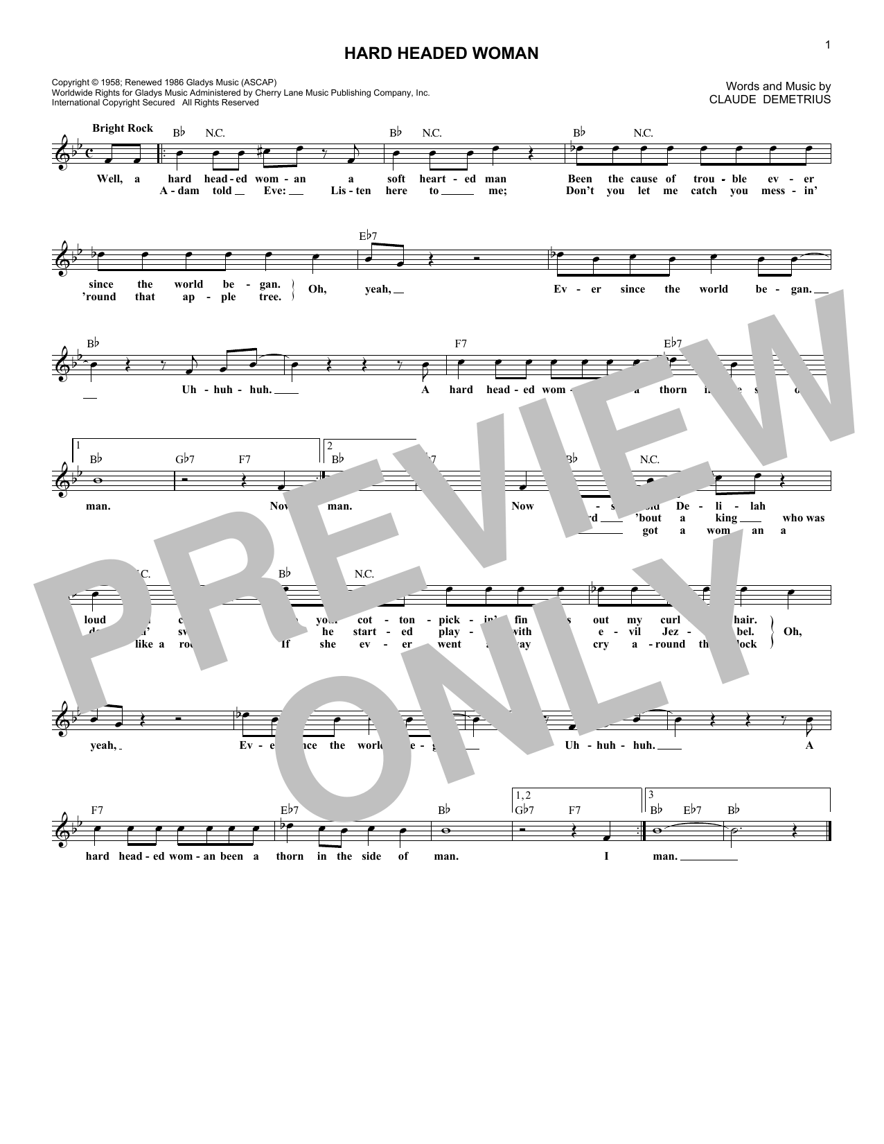 Hard Headed Woman (Lead Sheet / Fake Book) von Elvis Presley