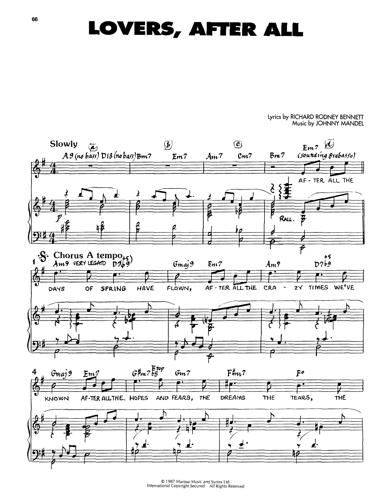 Lovers, After All (Piano, Vocal & Guitar Chords (Right-Hand Melody)) von Johnny Mandel