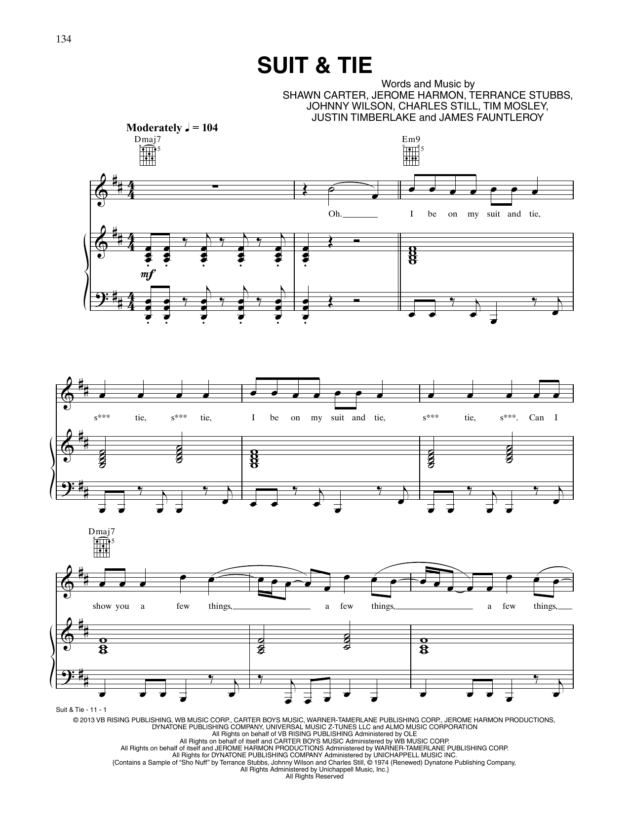 Suit & Tie (Piano, Vocal & Guitar Chords (Right-Hand Melody)) von Justin Timberlake