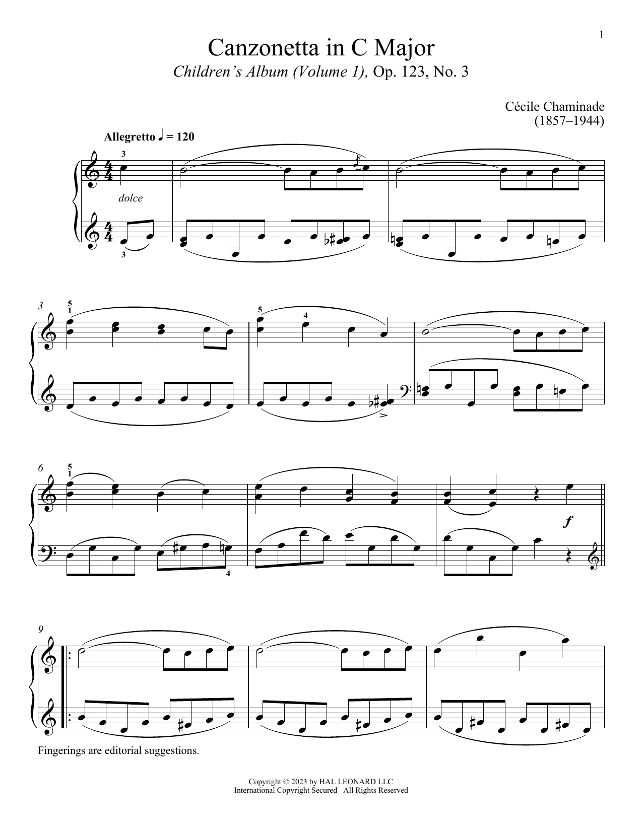 Canzonetta (Piano Solo) von Cecile Chaminade