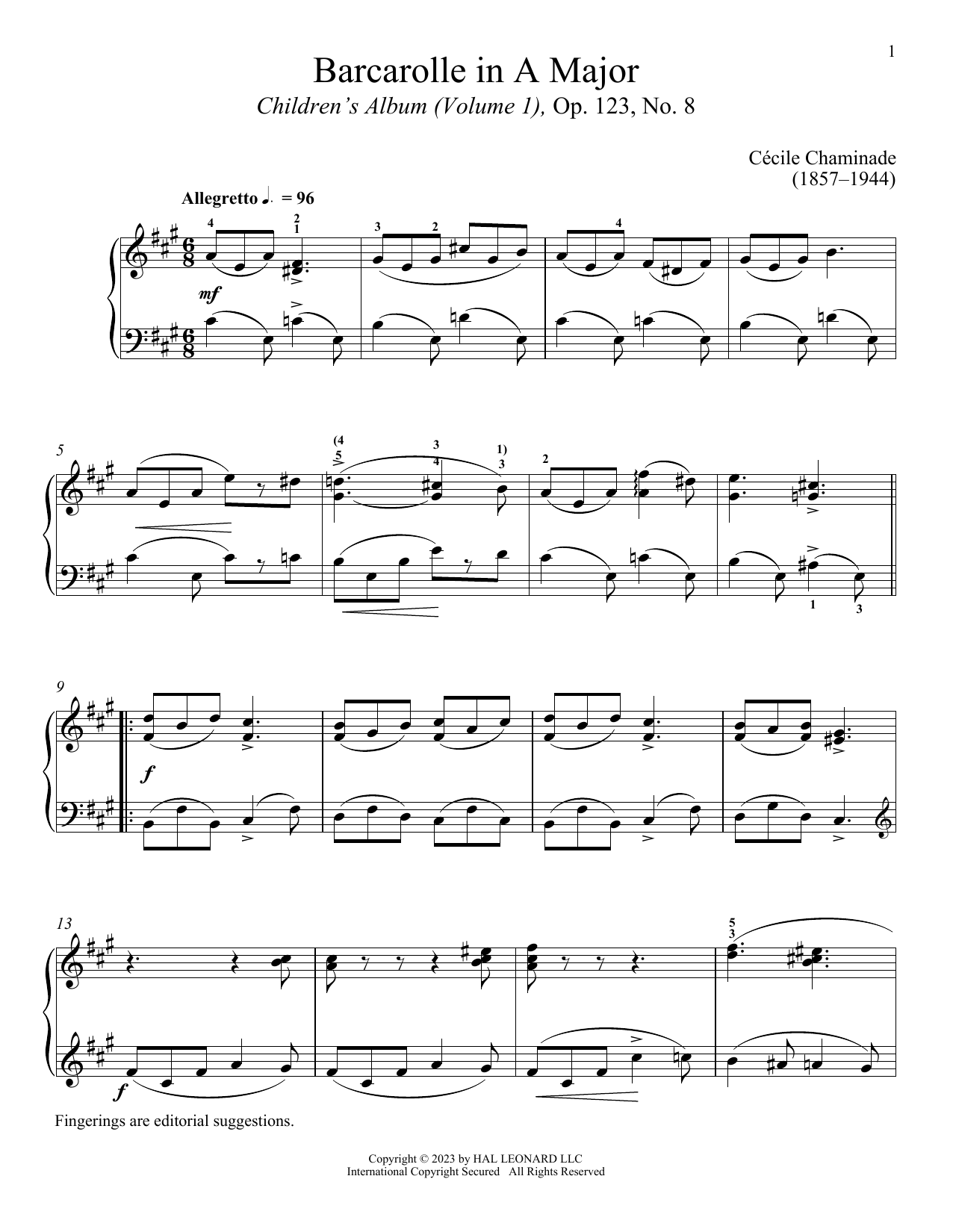 Barcarolle (Piano Solo) von Cecile Chaminade