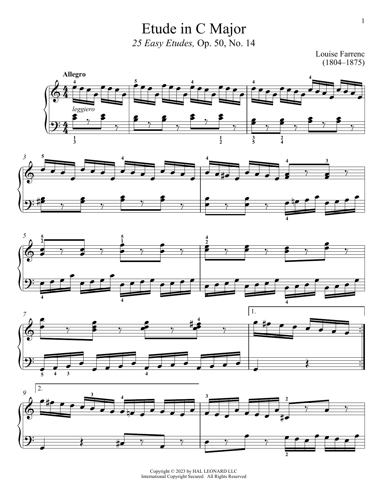 Etude in C Major (Piano Solo) von Louise Dumont Farrenc