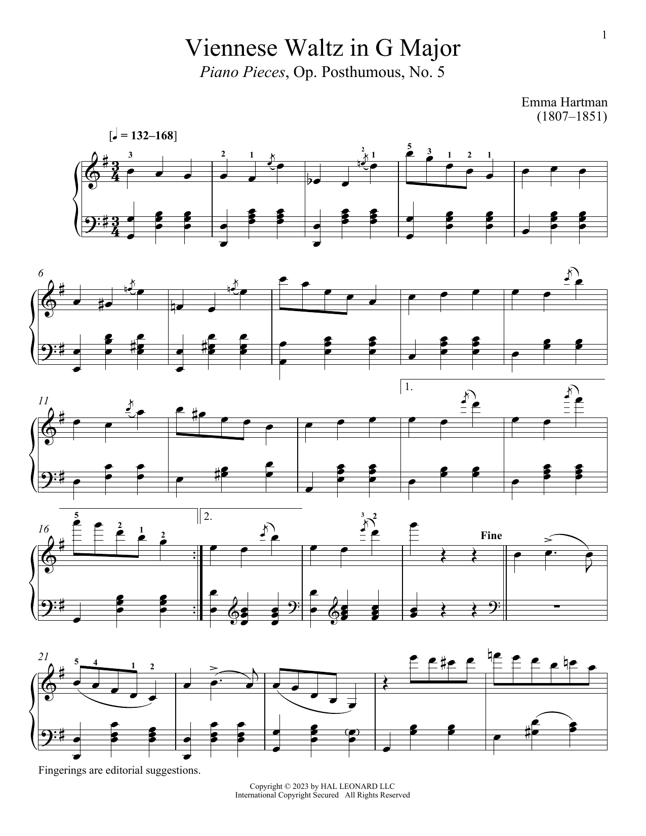 Viennese Waltz in G Major (Piano Solo) von Emma Hartmann