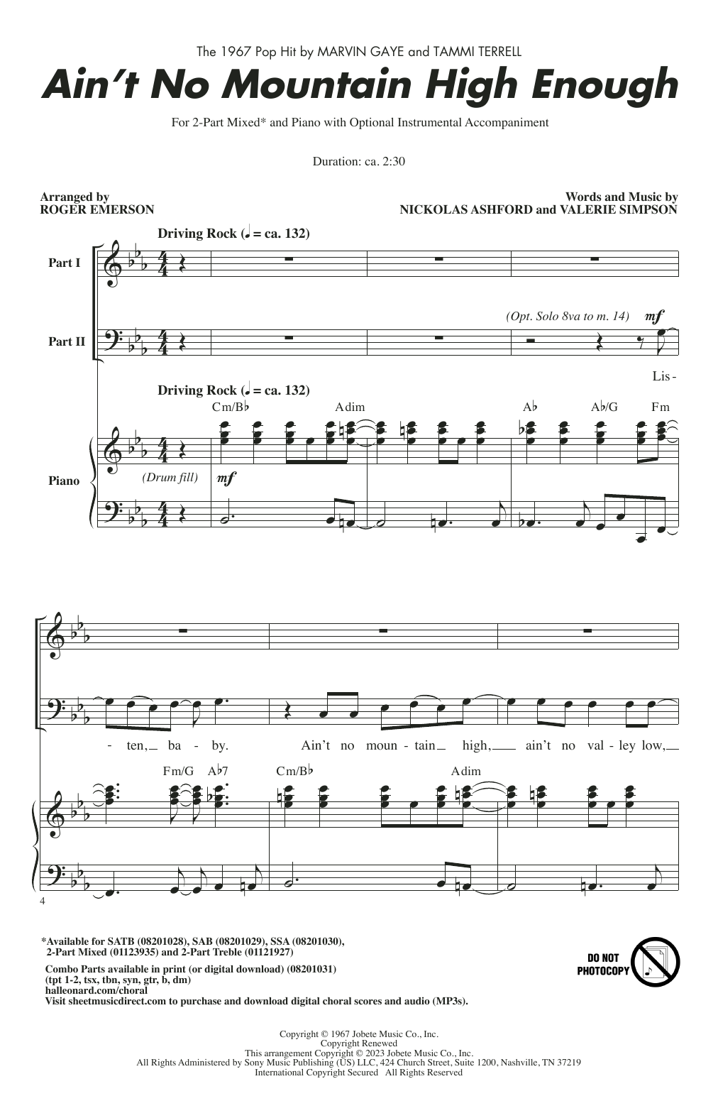 Ain't No Mountain High Enough (arr. Roger Emerson) (2-Part Choir) von Marvin Gaye & Tammi Terrell