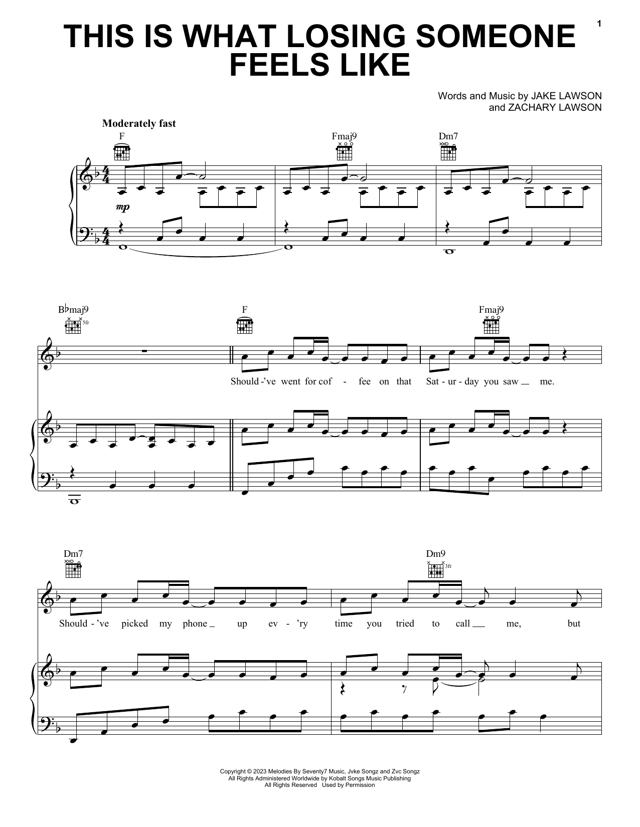 this is what losing someone feels like (Piano, Vocal & Guitar Chords (Right-Hand Melody)) von Jvke
