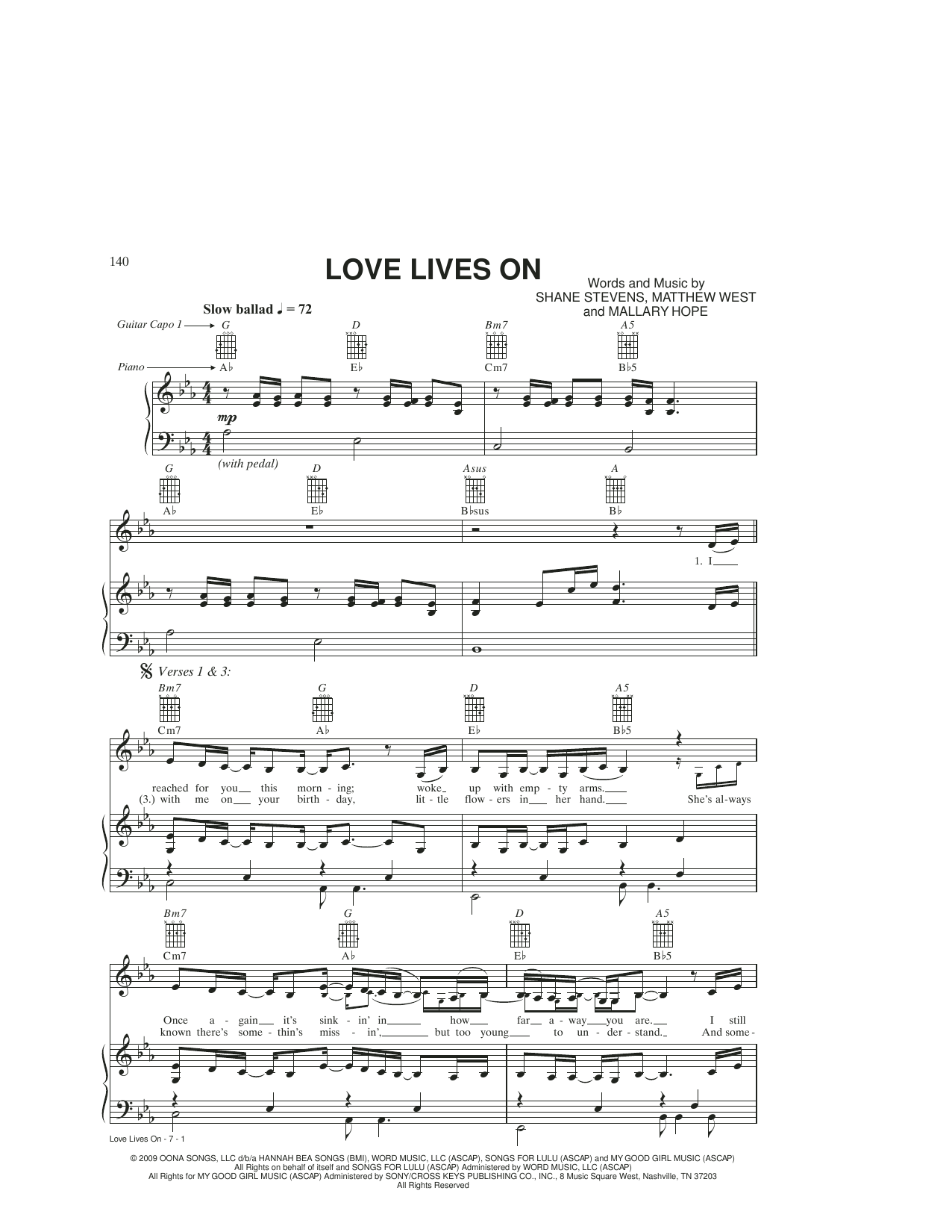 Love Lives On (Piano, Vocal & Guitar Chords (Right-Hand Melody)) von Mallary Hope
