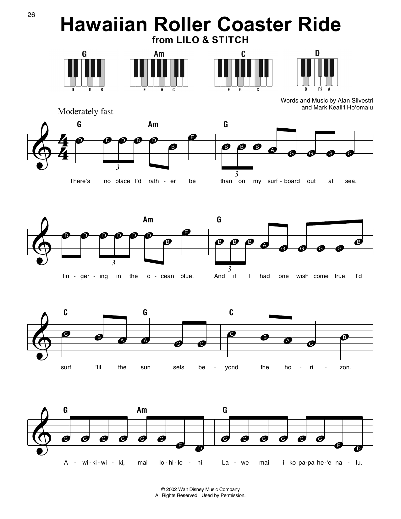 Hawaiian Roller Coaster Ride (from Lilo & Stitch) (Super Easy Piano) von Mark Keali'i Ho'omalu