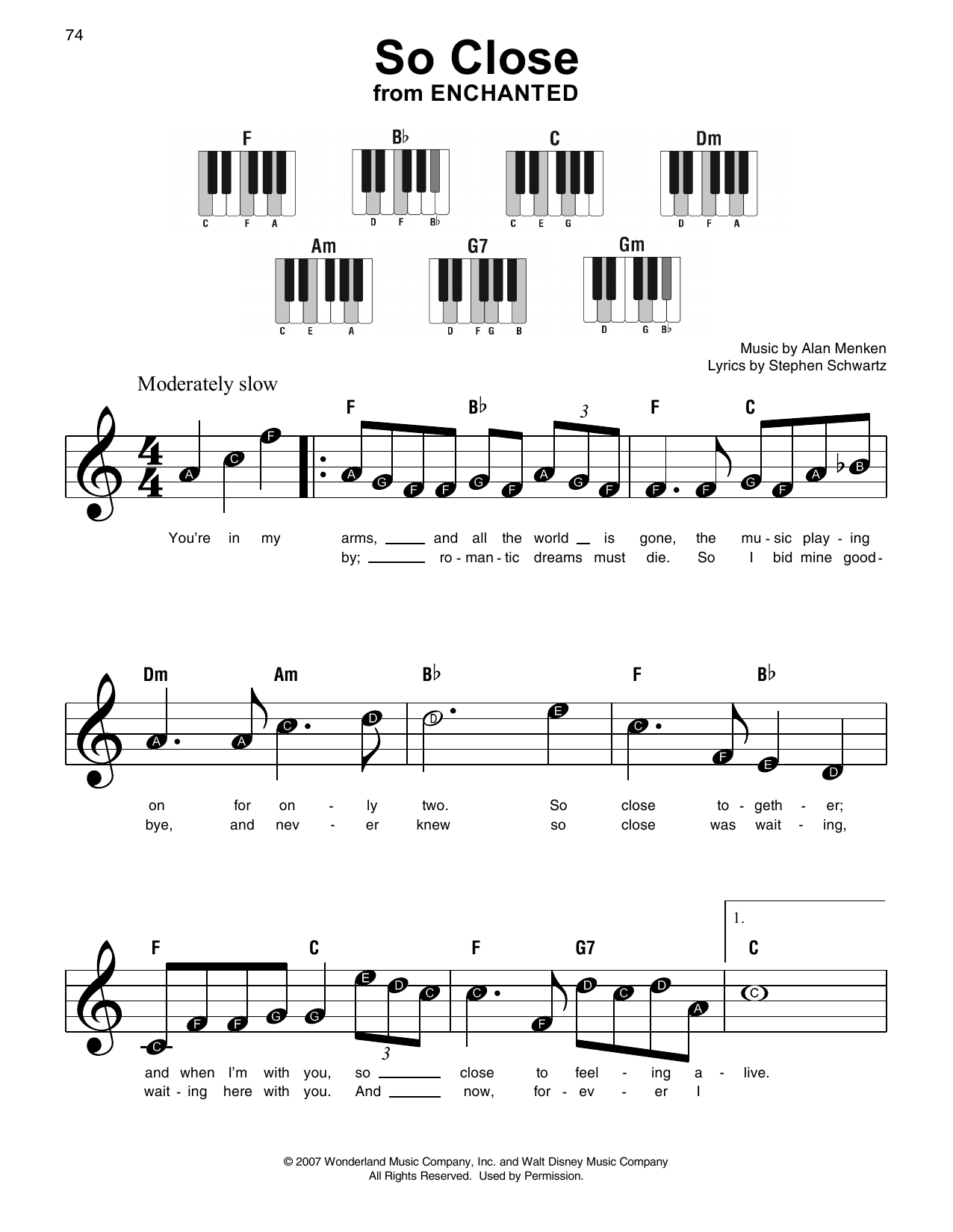 So Close (from Enchanted) (Super Easy Piano) von Alan Menken