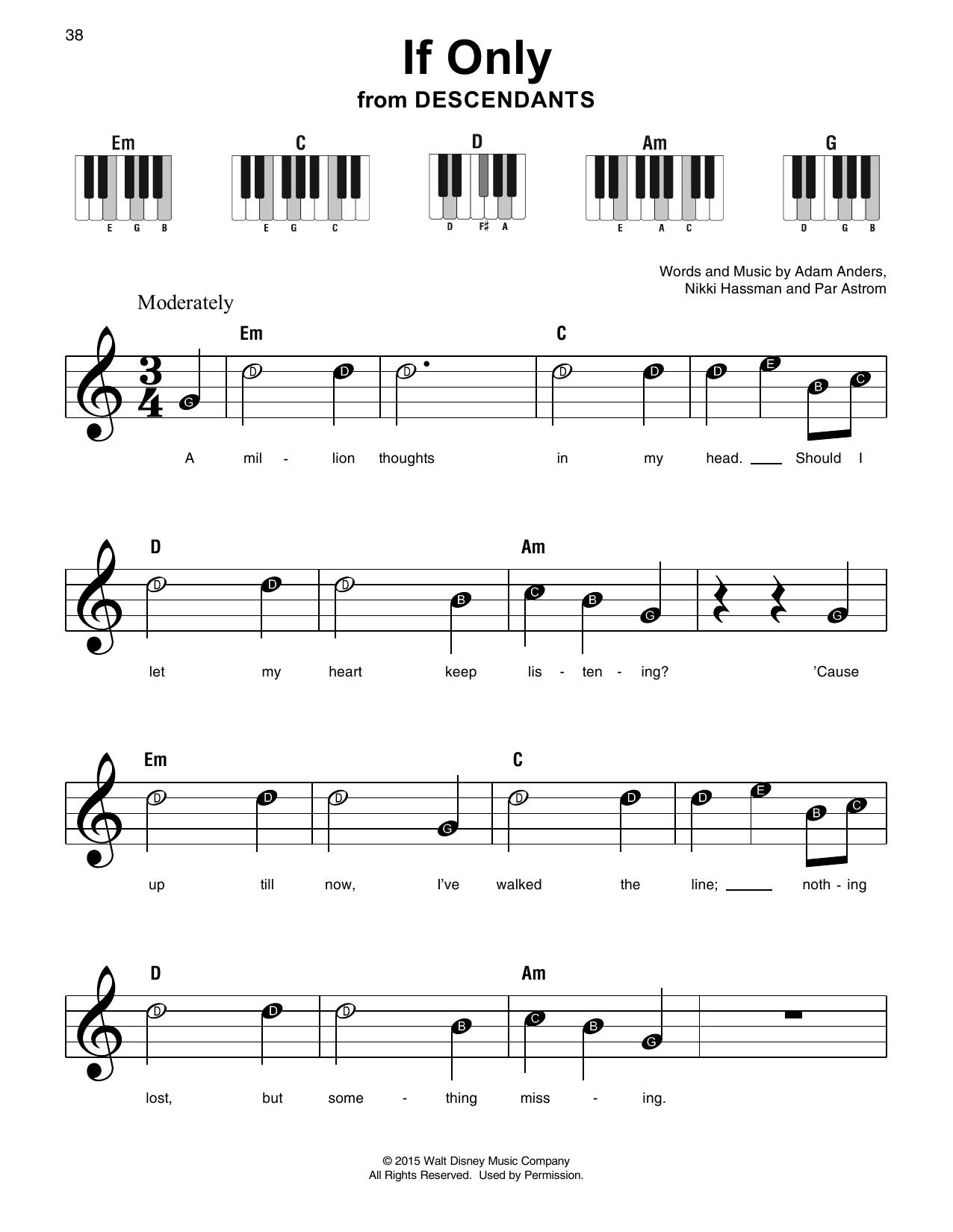 If Only (from Disney's Descendants) (Super Easy Piano) von Dove Cameron