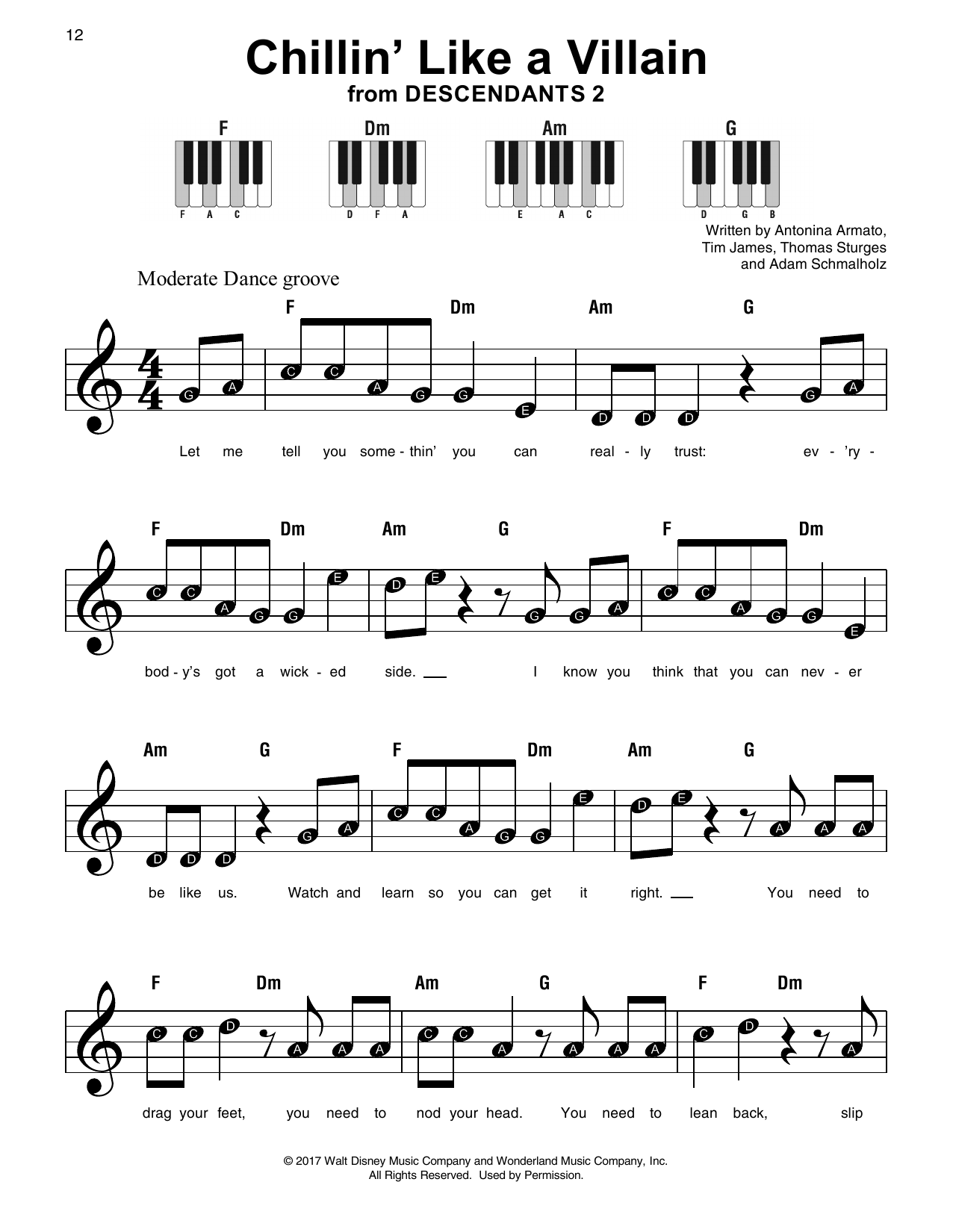 Chillin' Like a Villain (from Disney's Descendants 2) (Super Easy Piano) von Antonina Armato