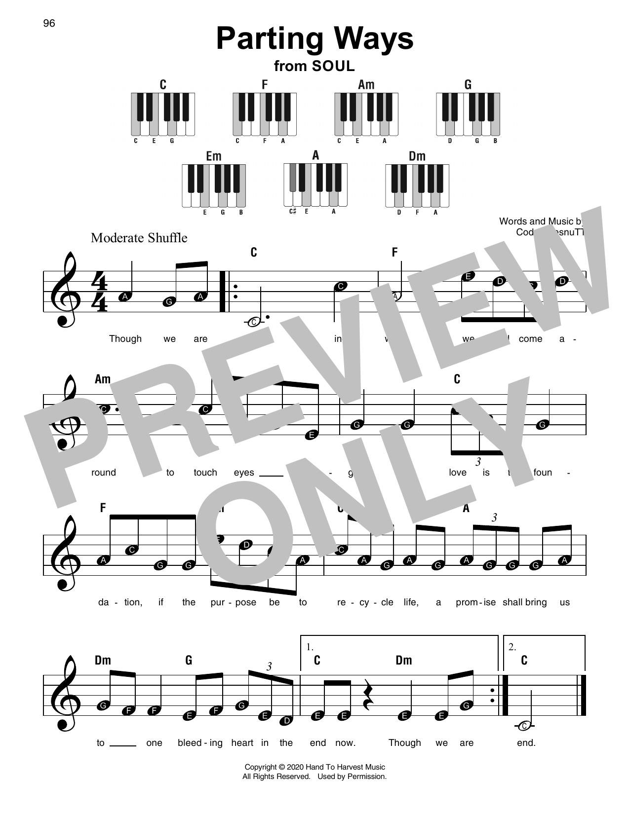 Parting Ways (from Soul) (Super Easy Piano) von Cody ChesnuTT