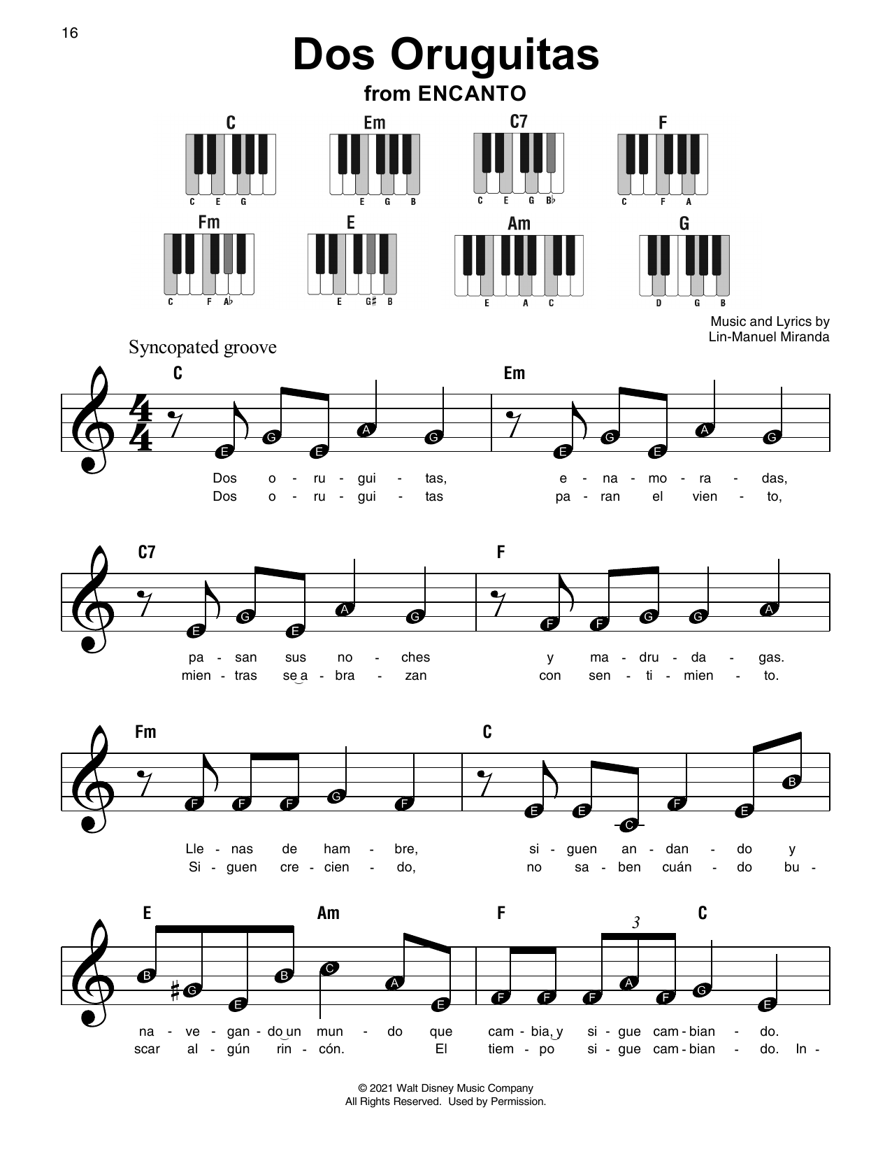 Dos Oruguitas (from Encanto) (Super Easy Piano) von Lin-Manuel Miranda