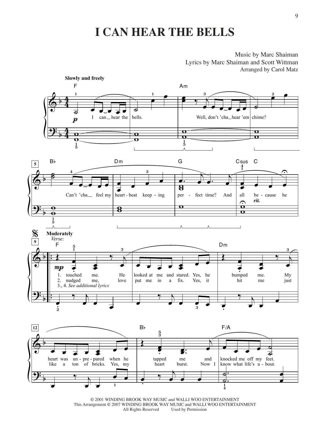 I Can Hear The Bells (from Hairspray) (arr. Carol Matz) (Easy Piano) von Marc Shaiman & Scott Wittman