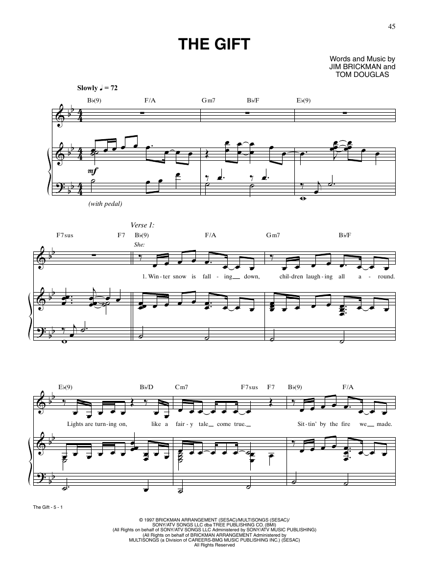 The Gift (Piano, Vocal & Guitar Chords (Right-Hand Melody)) von Jim Brickman