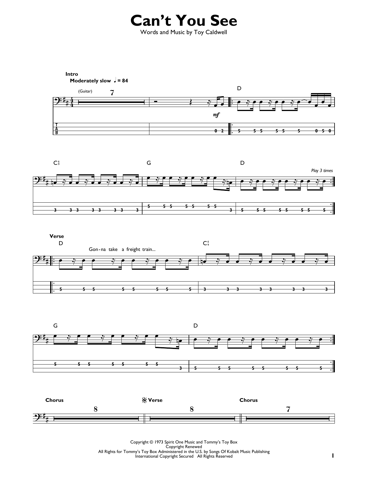 Can't You See (Easy Bass Tab) von Marshall Tucker Band
