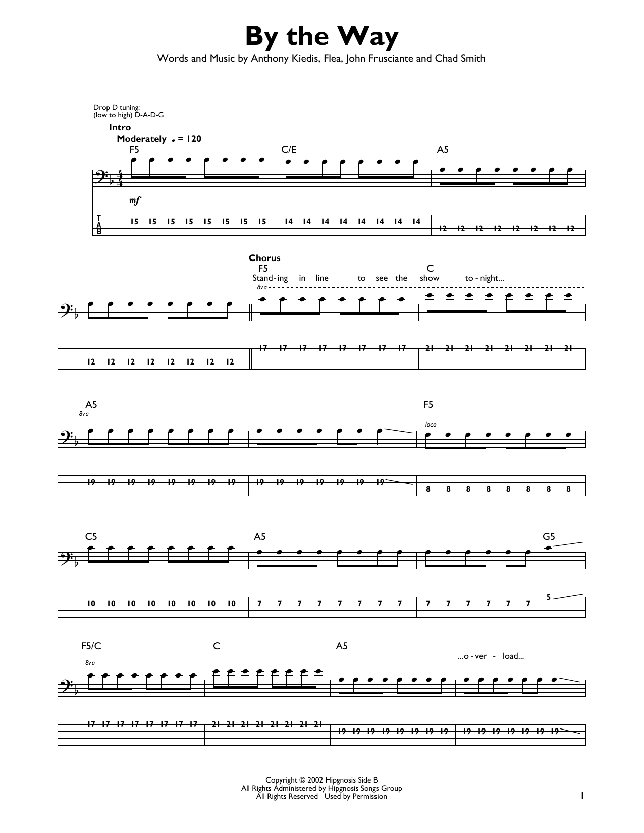 By The Way (Easy Bass Tab) von Red Hot Chili Peppers