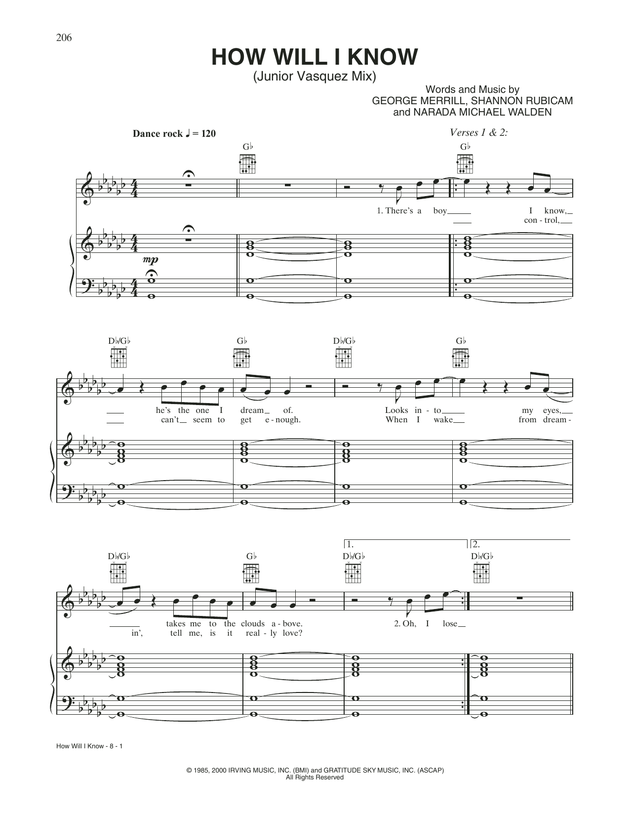 How Will I Know (Piano, Vocal & Guitar Chords (Right-Hand Melody)) von Whitney Houston