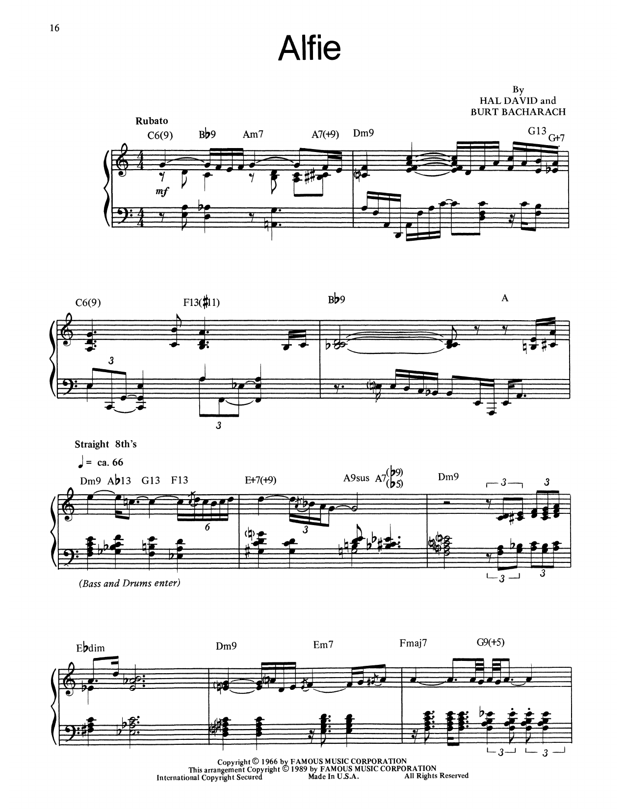 Alfie (Piano Transcription) von Bill Evans