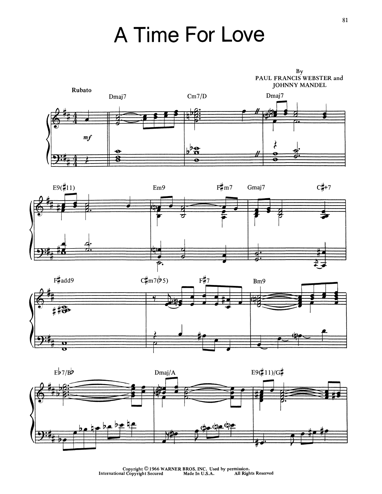 A Time For Love (Piano Transcription) von Bill Evans