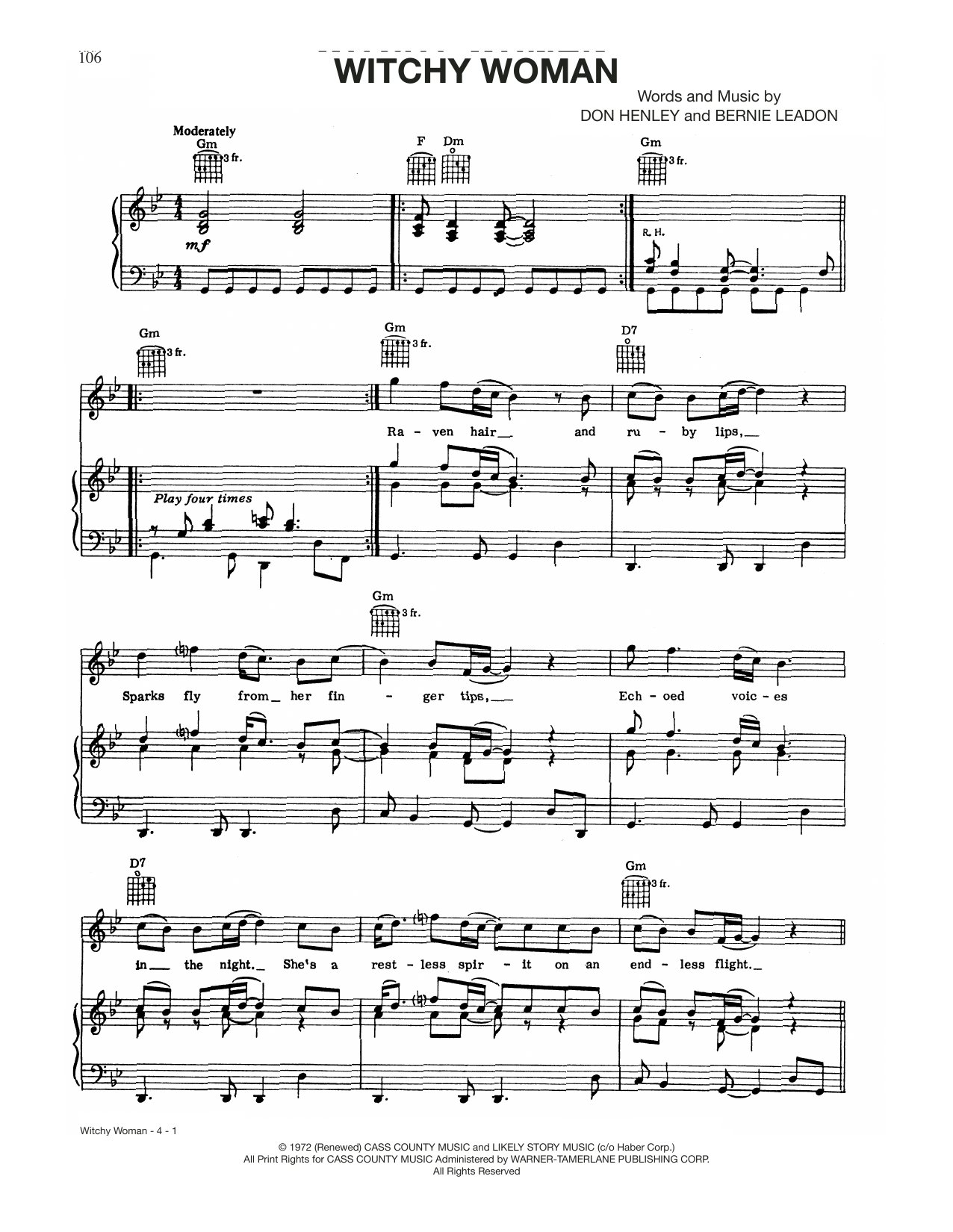 Witchy Woman (Piano, Vocal & Guitar Chords (Right-Hand Melody)) von The Eagles