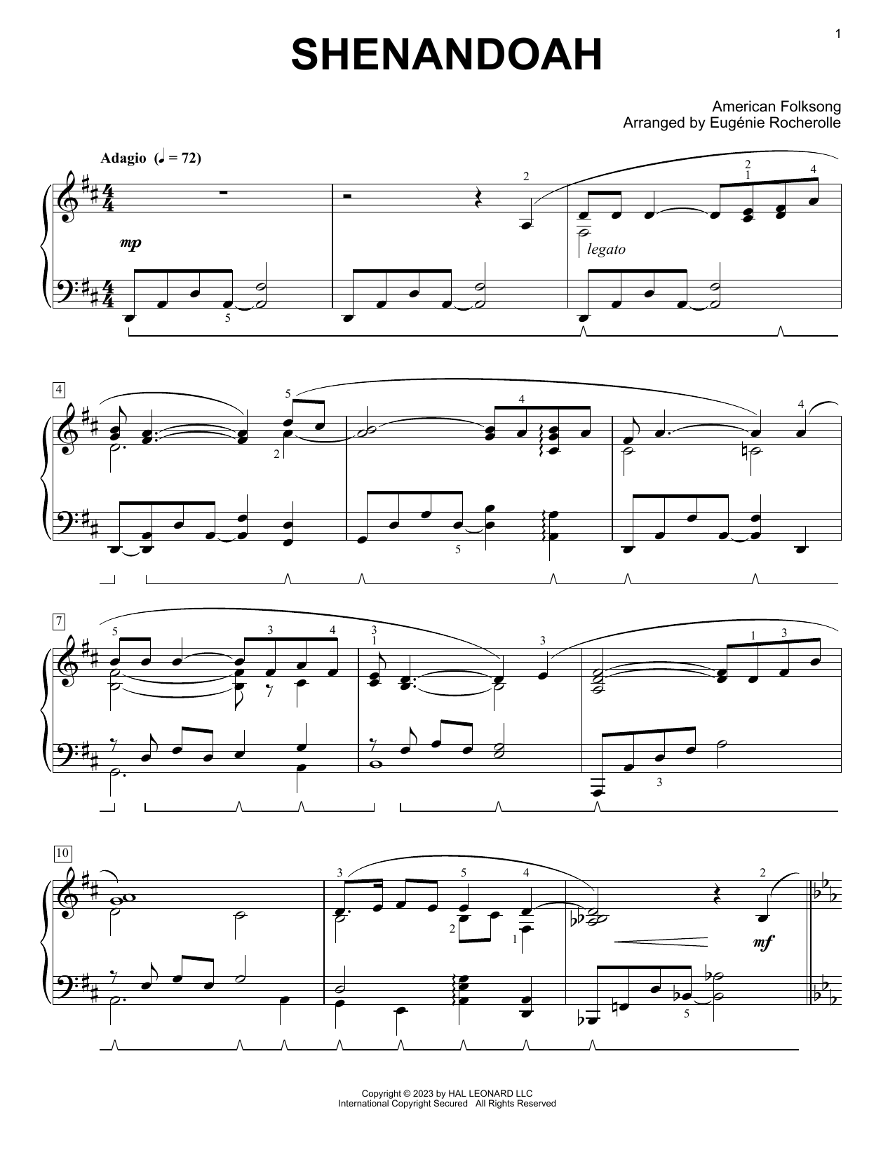 Shenandoah (arr. Eugnie Rocherolle) (Piano Solo) von American Folksong
