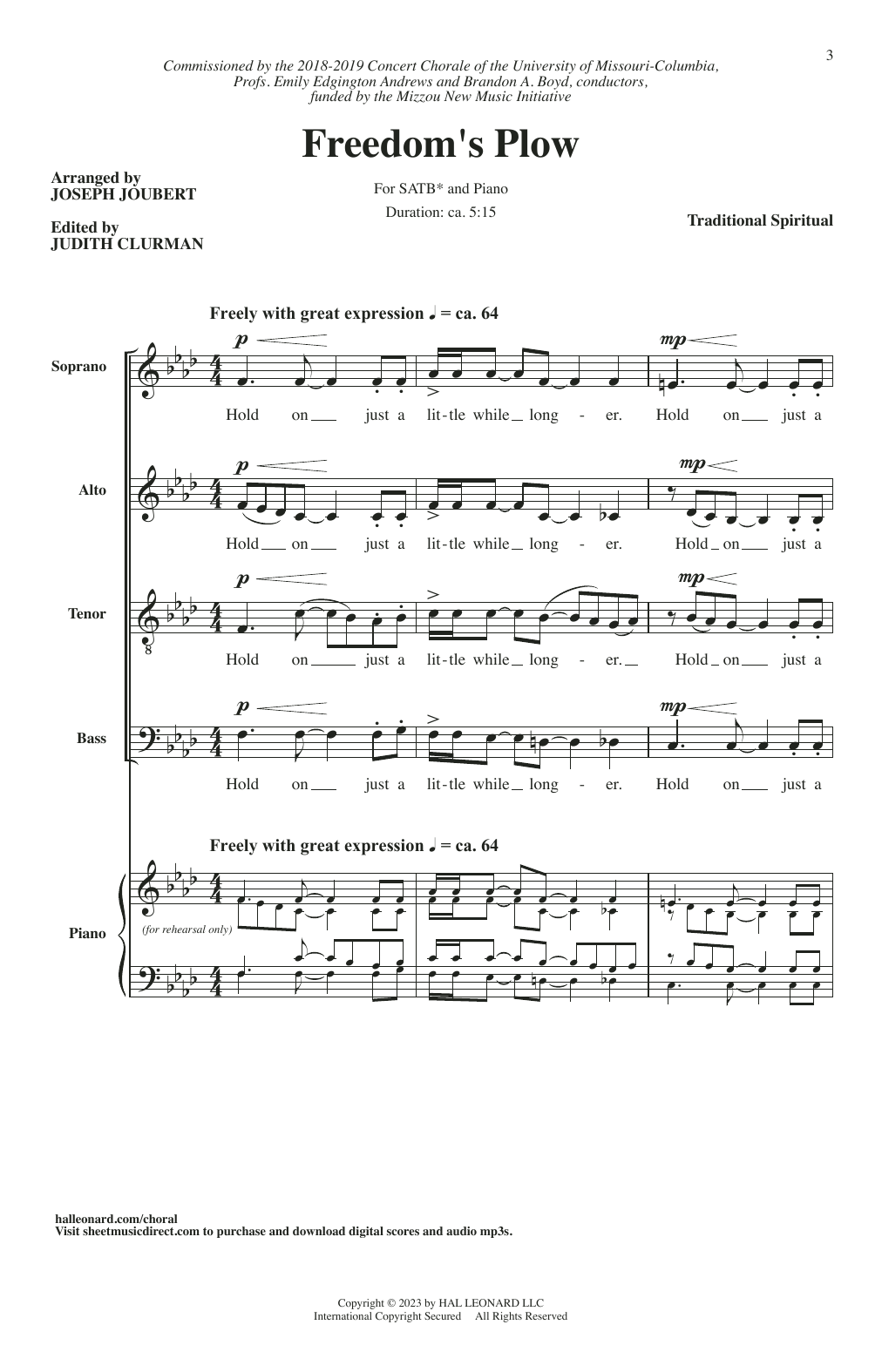 Freedom's Plow (arr. Joseph Joubert) (SATB Choir) von Traditional Spiritual