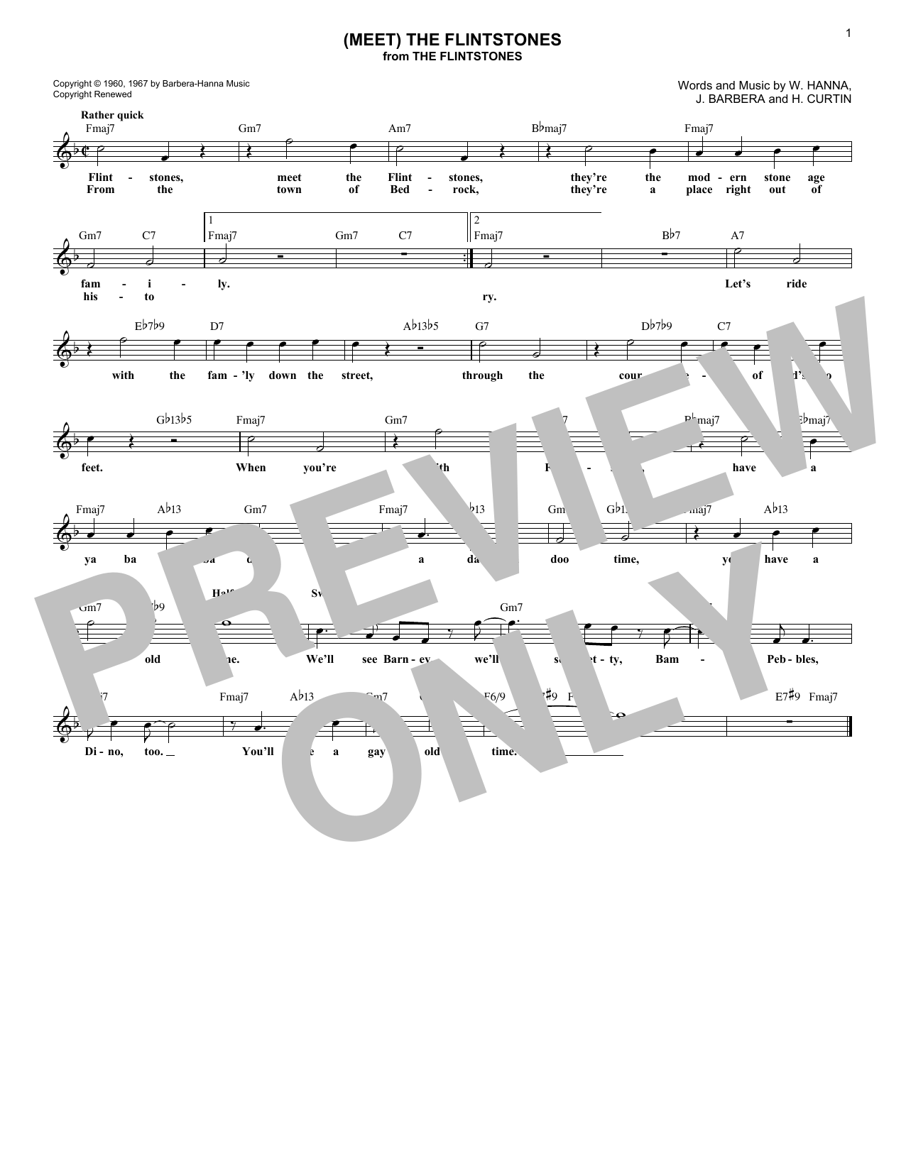 (Meet) The Flintstones (Lead Sheet / Fake Book) von The B.C. 52's