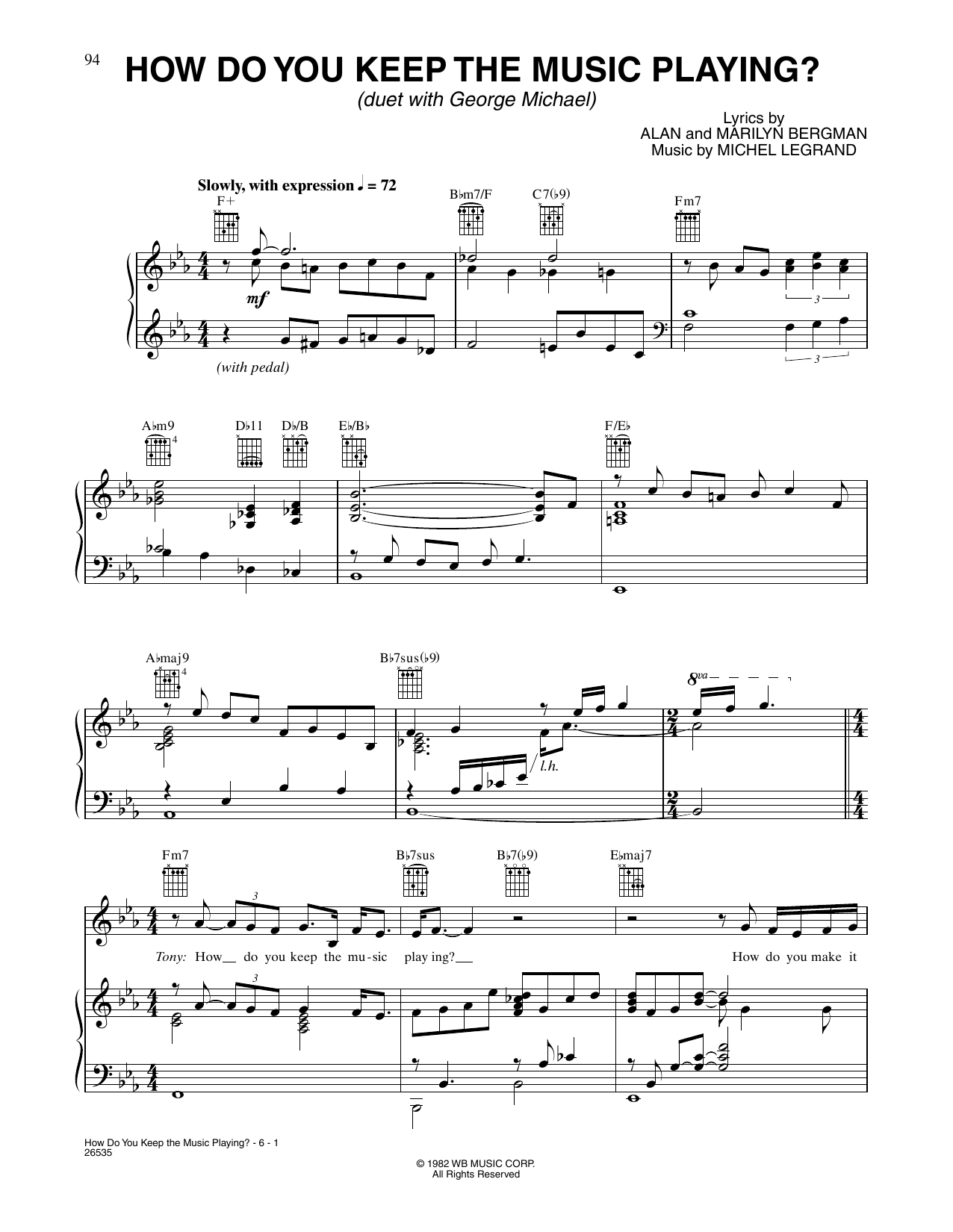 How Do You Keep The Music Playing? (Piano, Vocal & Guitar Chords (Right-Hand Melody)) von CLINE DION