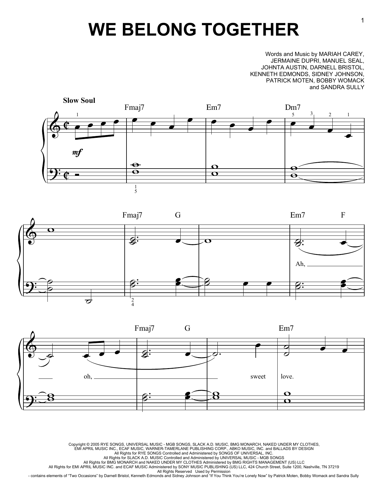 We Belong Together (Very Easy Piano) von Mariah Carey