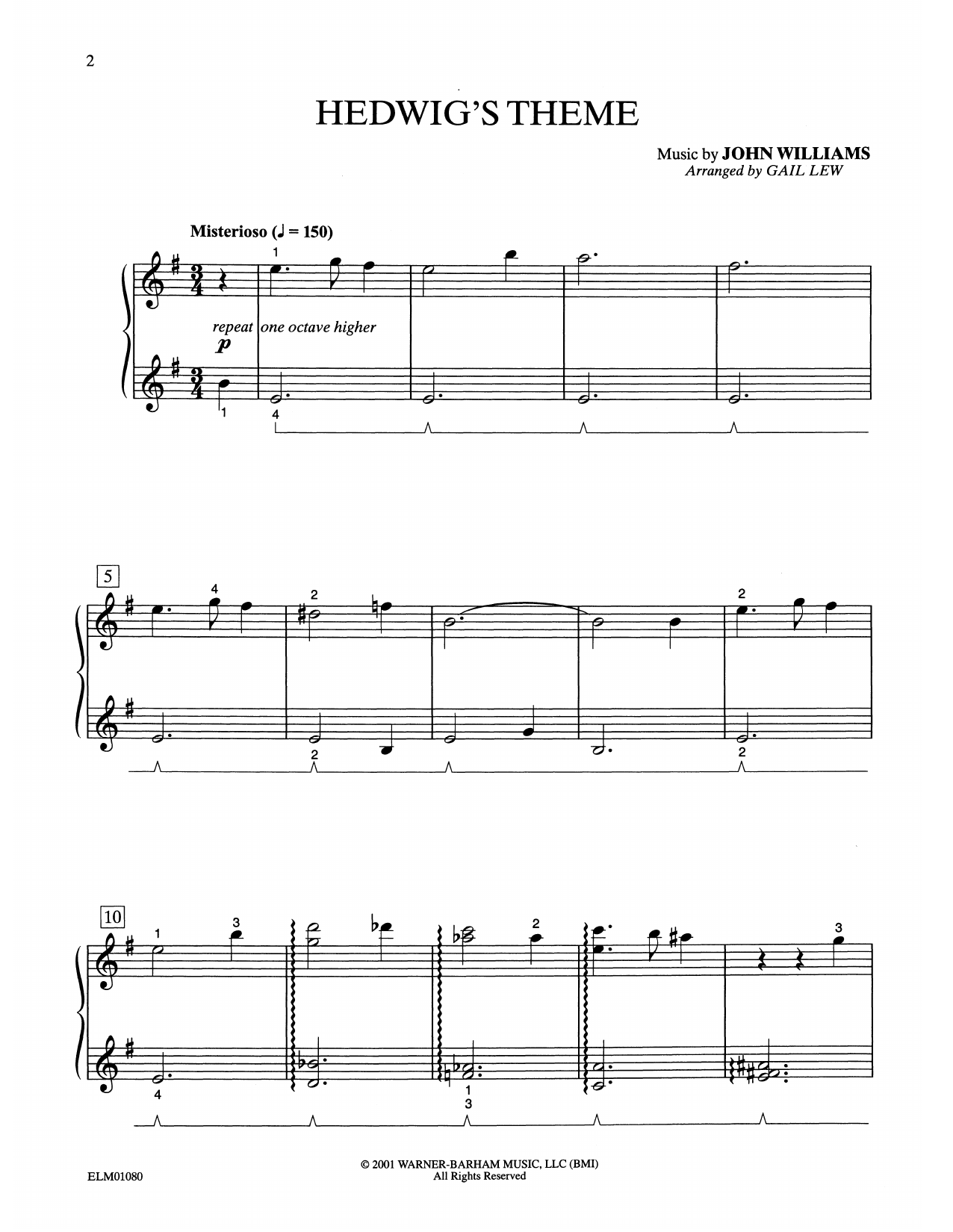 Hedwig's Theme (from Harry Potter) (arr. Gail Lew) (Easy Piano) von John Williams