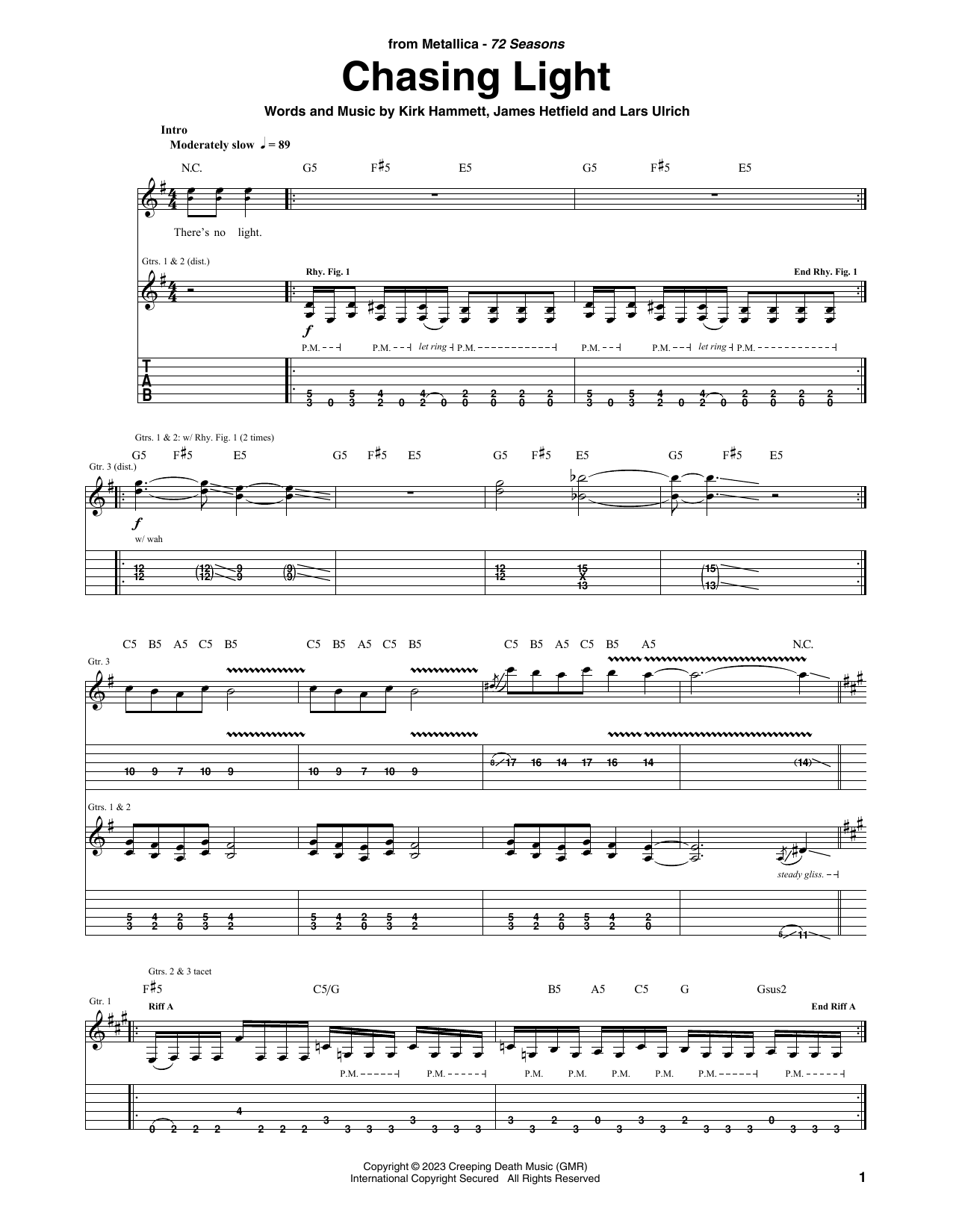 Chasing Light (Guitar Tab) von Metallica