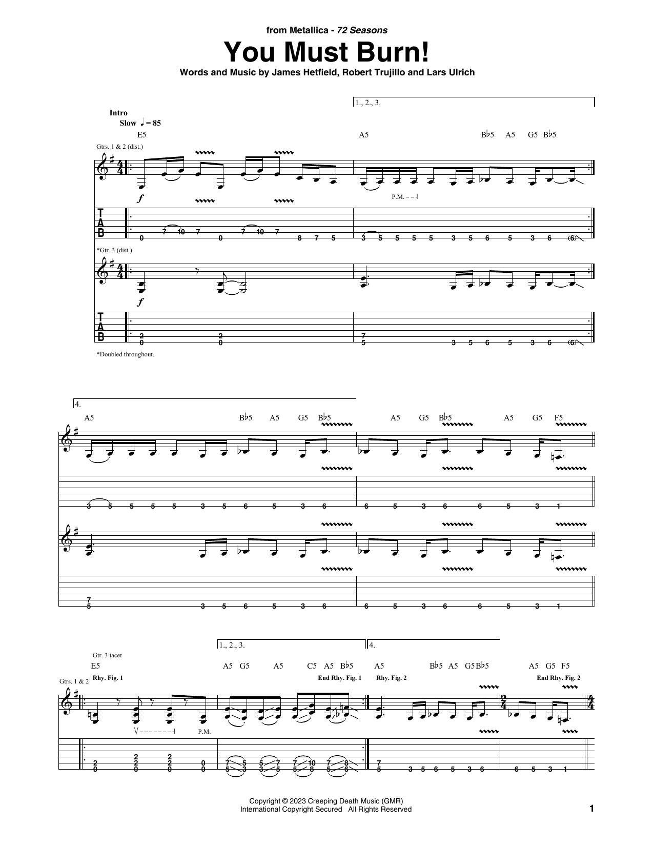 You Must Burn! (Guitar Tab) von Metallica