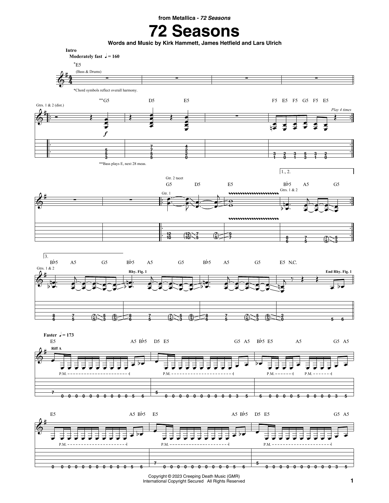 72 Seasons (Guitar Tab) von Metallica