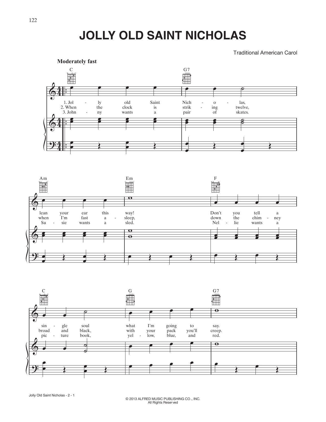 Jolly Old St. Nicholas (Piano, Vocal & Guitar Chords (Right-Hand Melody)) von 19th Century American Carol