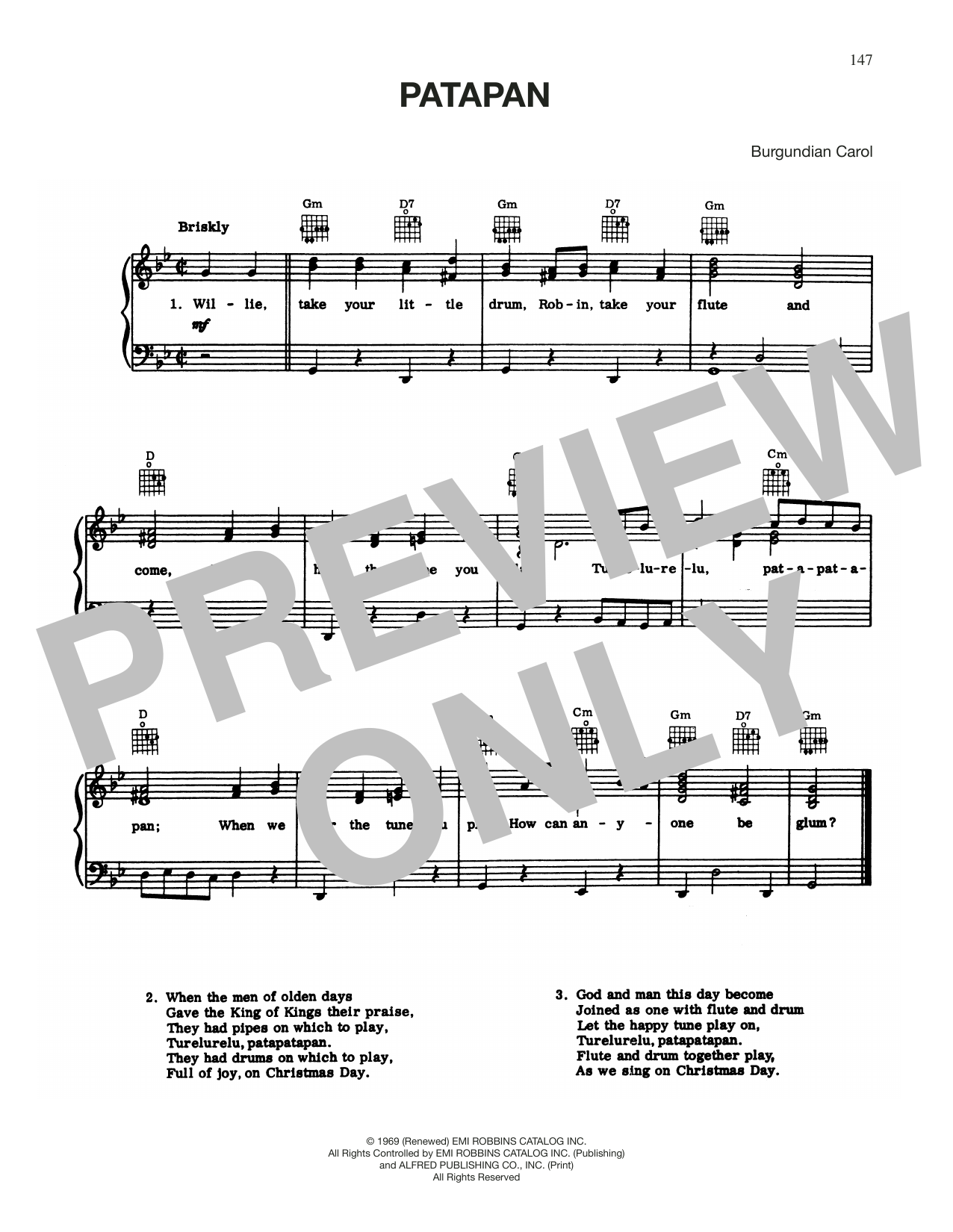 Pat-A-Pan (Willie, Take Your Little Drum) (Piano, Vocal & Guitar Chords (Right-Hand Melody)) von Bernard de la Monnoye