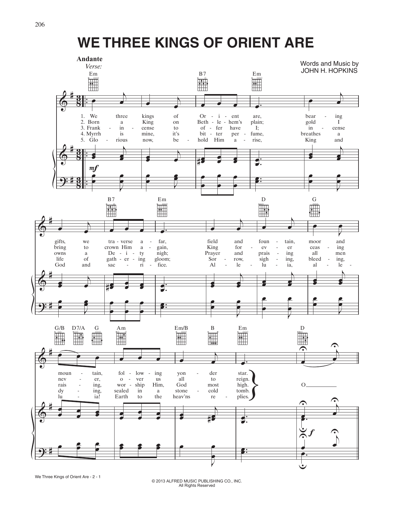 We Three Kings Of Orient Are (Piano, Vocal & Guitar Chords (Right-Hand Melody)) von John H. Hopkins, Jr.
