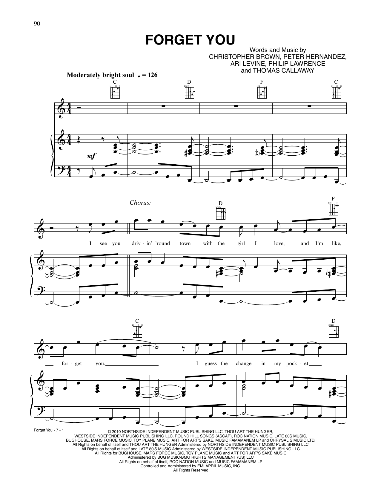 Forget You (Piano, Vocal & Guitar Chords (Right-Hand Melody)) von Cee Lo Green