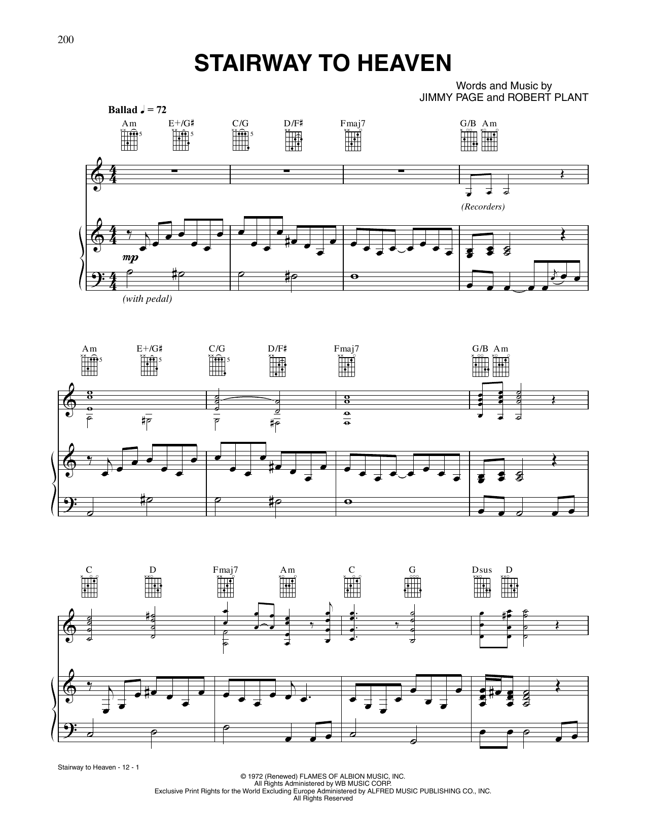 Stairway To Heaven (Piano, Vocal & Guitar Chords (Right-Hand Melody)) von Led Zeppelin