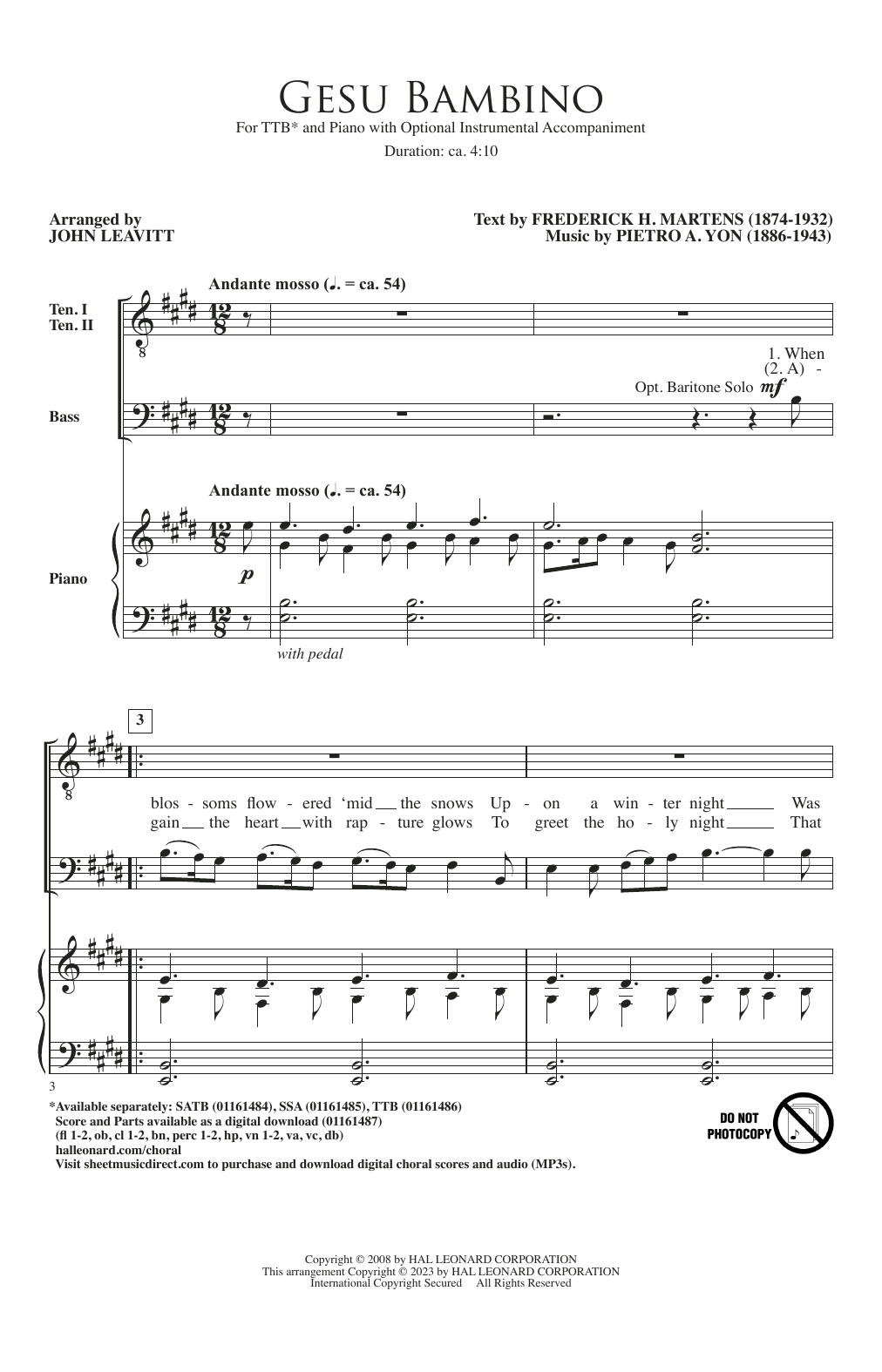 Ges Bambino (arr. John Leavitt) (Choir) von Pietro A. Yon