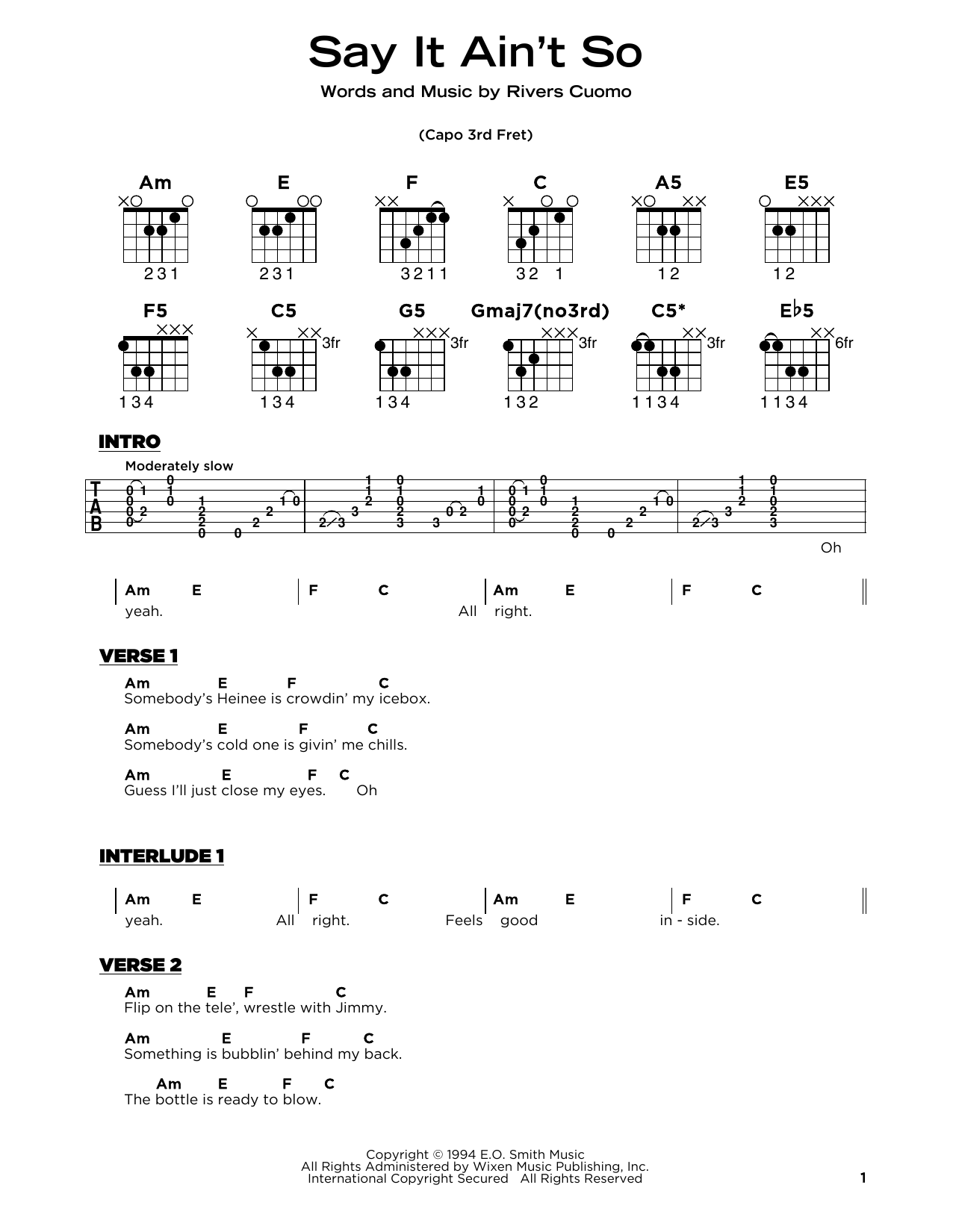 Say It Ain't So (Really Easy Guitar) von Weezer