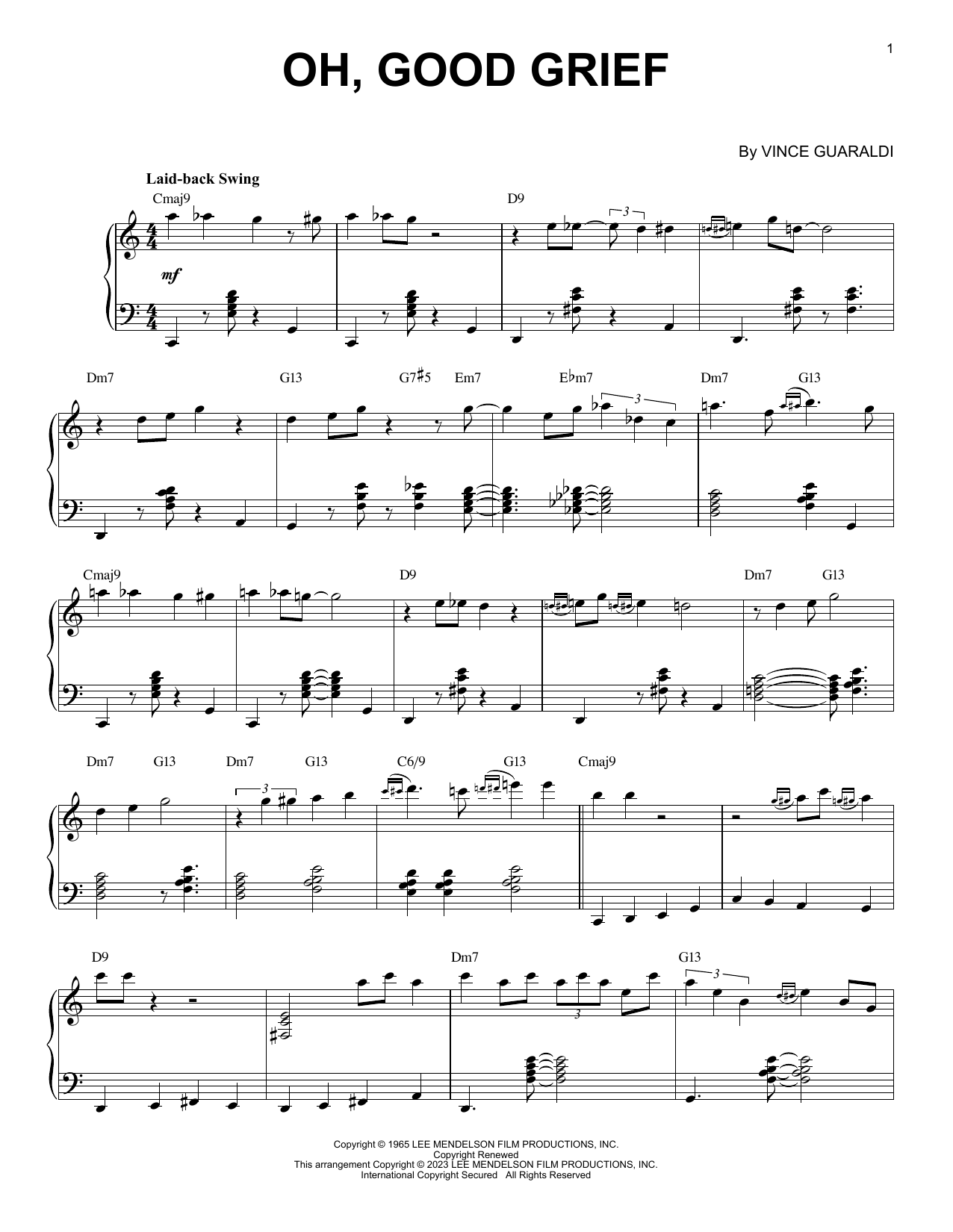Oh, Good Grief [Jazz version] (arr. Brent Edstrom) (Piano Solo) von Vince Guaraldi