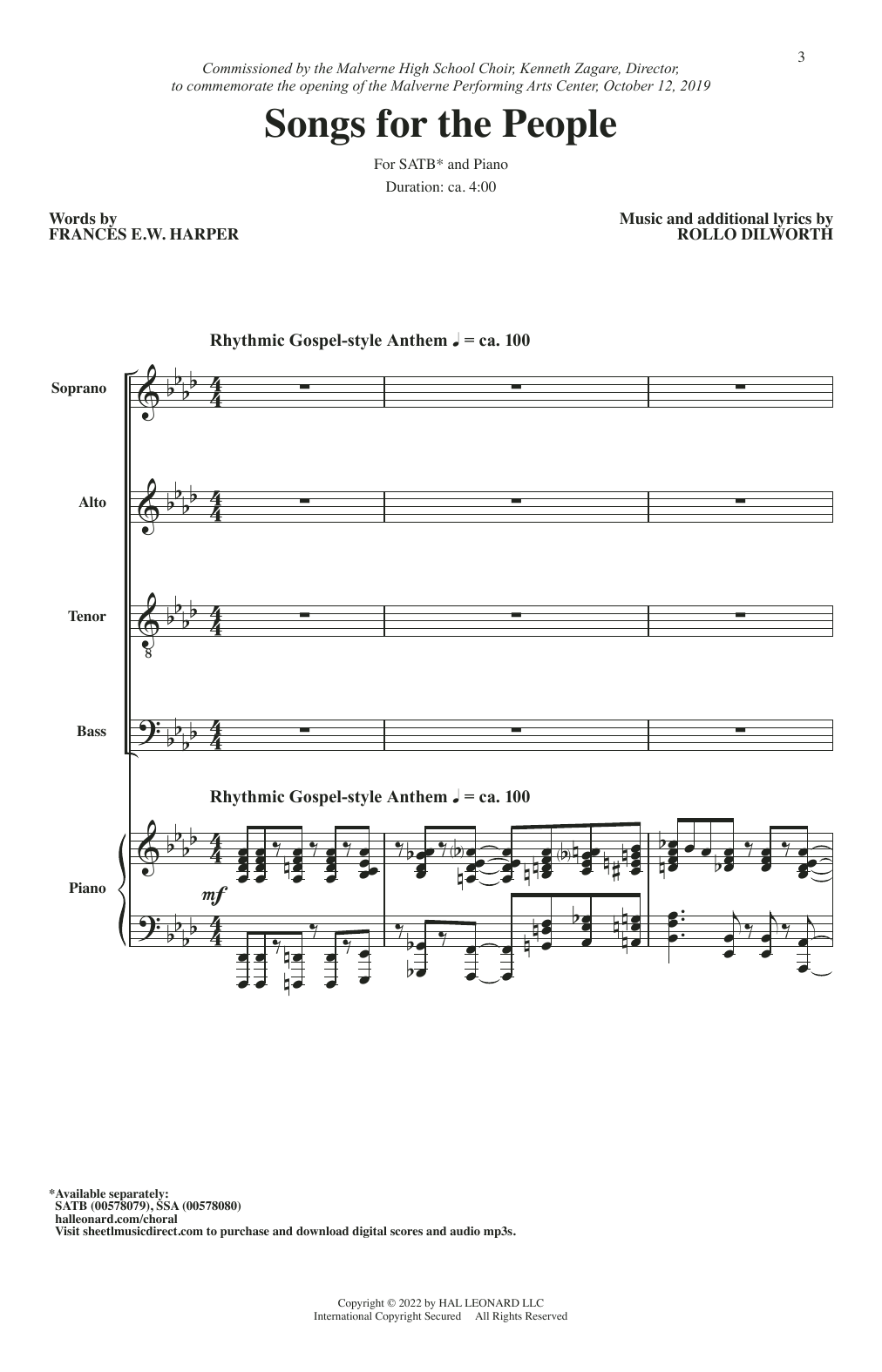 Songs For The People (SATB Choir) von Rollo Dilworth