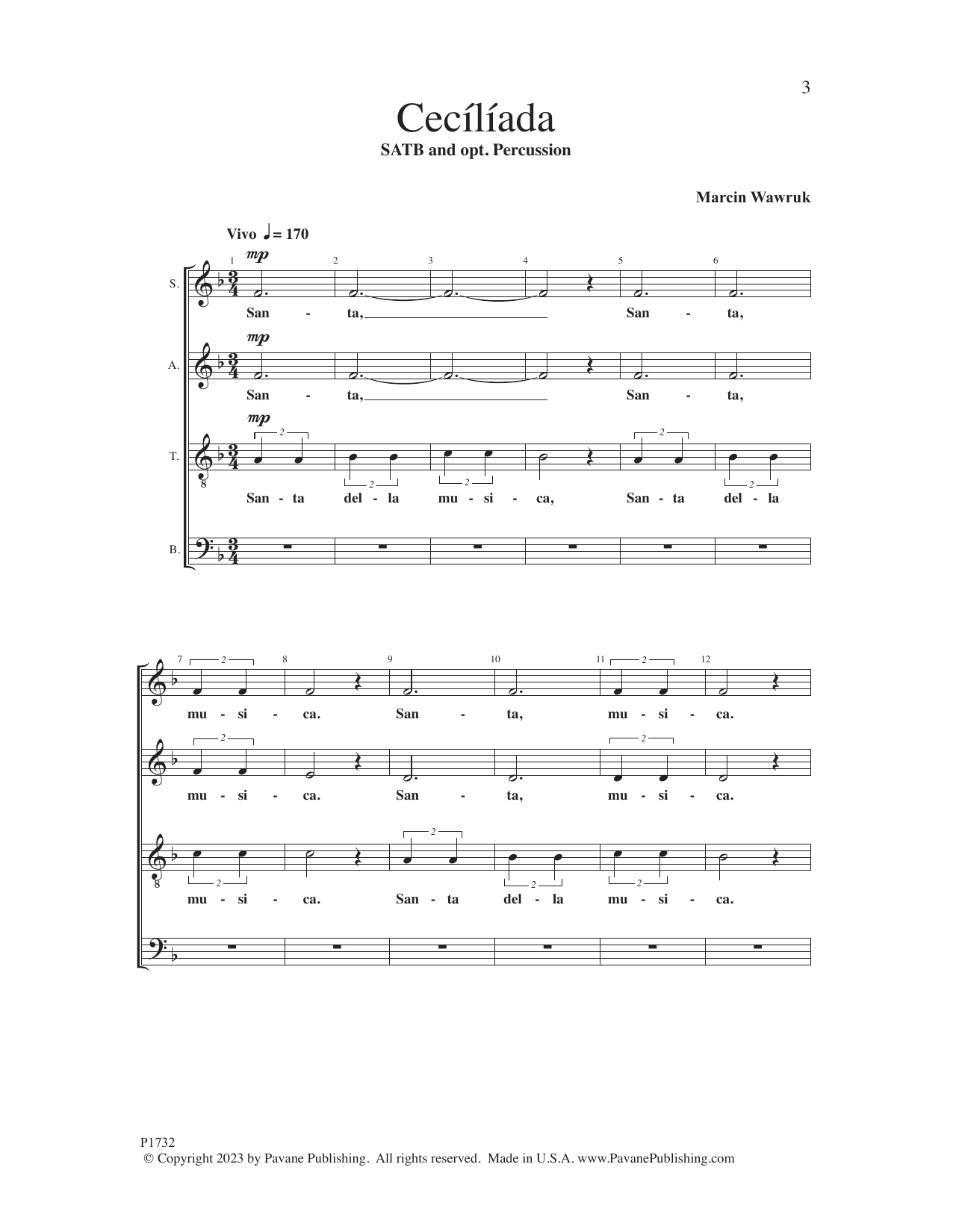 Ceciliada (SATB Choir) von Marcin Wawruk