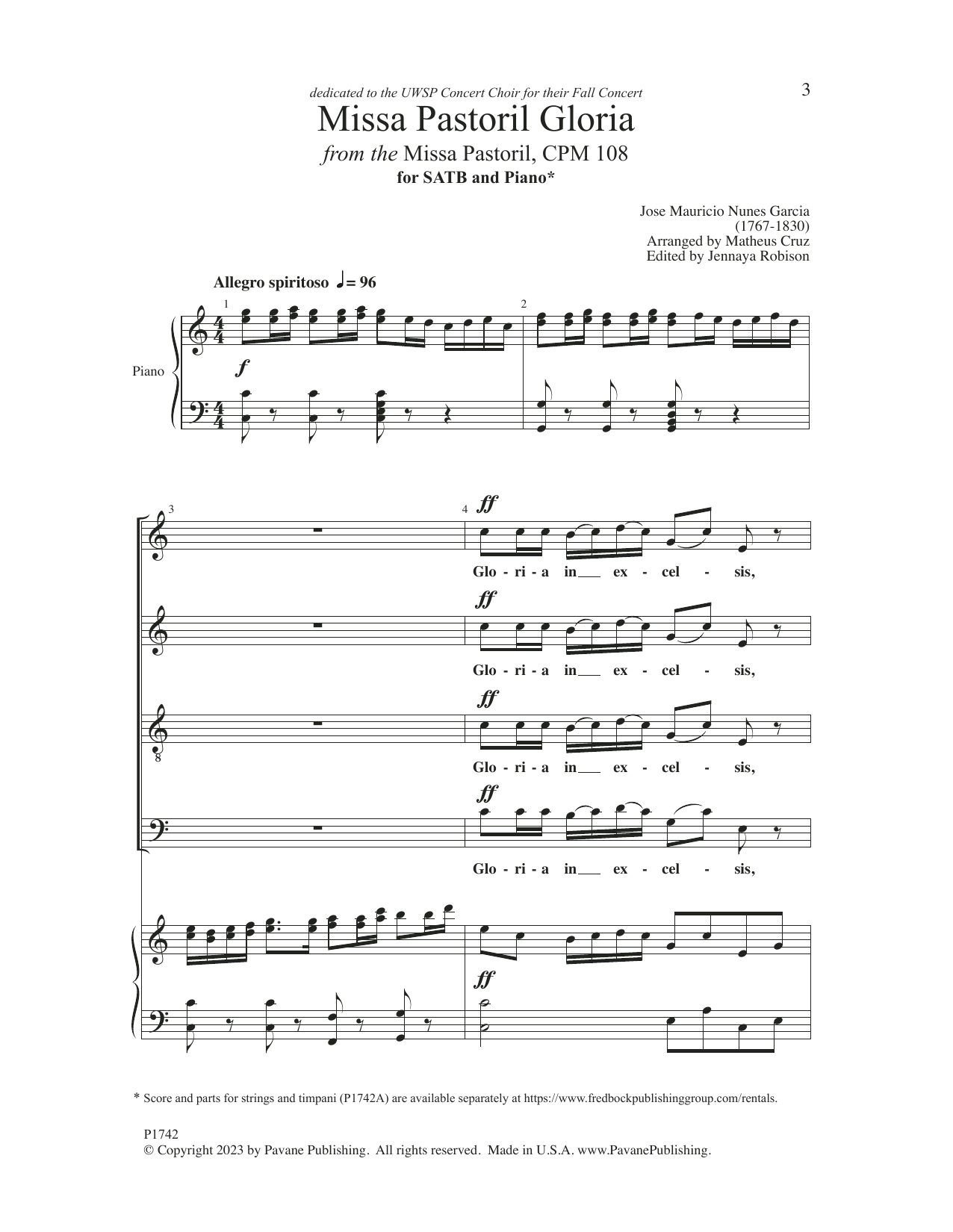 Missa Gloria Pastoril (from the Missa Pastoril, CPM 108) (SATB Choir) von Matheus Cruz