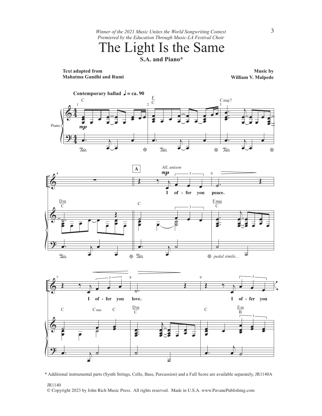 The Light Is The Same (Choir) von William V. Malpede