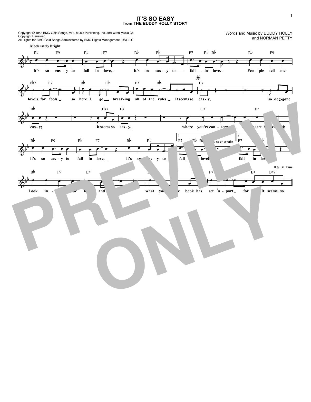 It's So Easy (Lead Sheet / Fake Book) von Buddy Holly & The Crickets